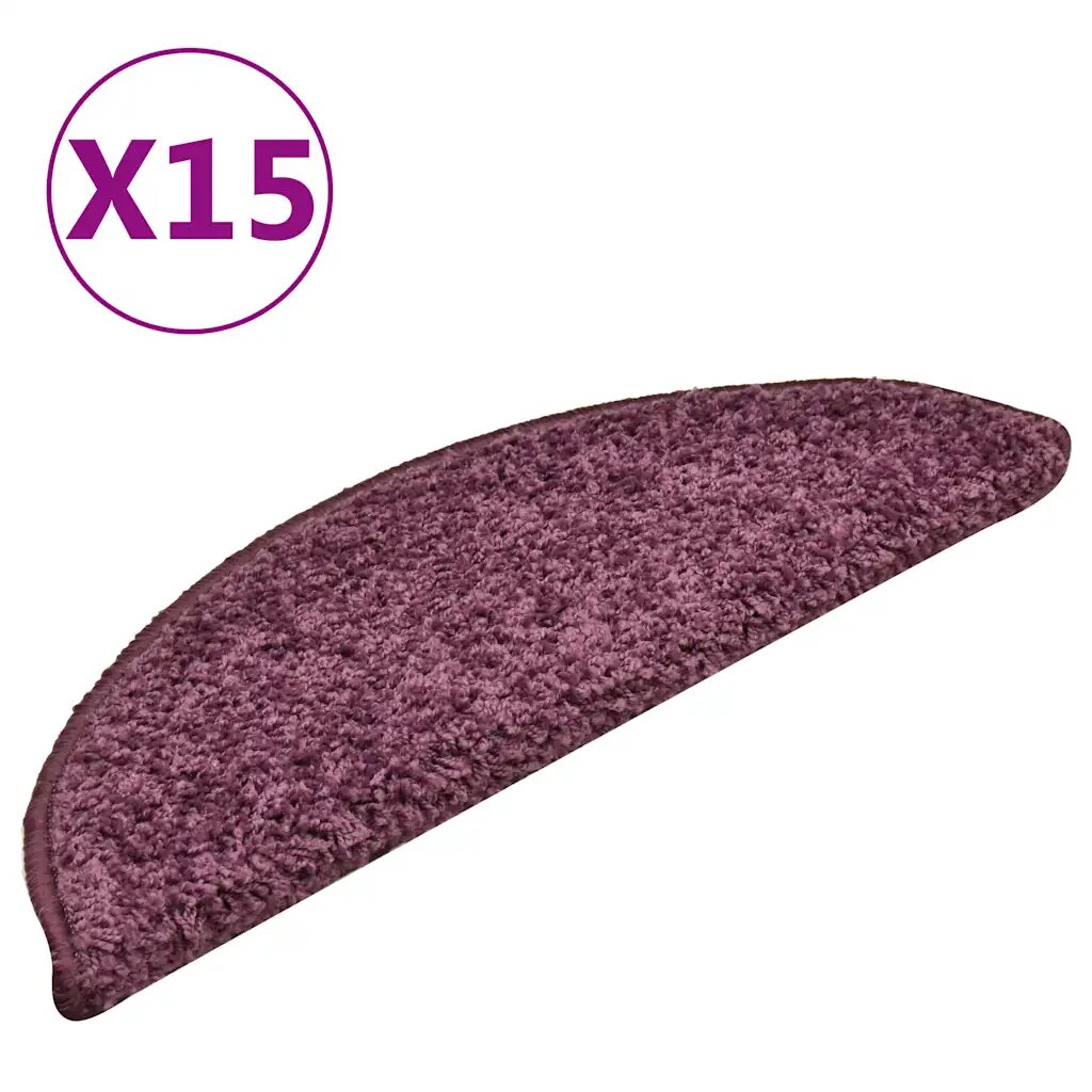 vidaXL Изтривалки за стълби 15 бр. 56x17x3 см тъмнолилави полукръгли