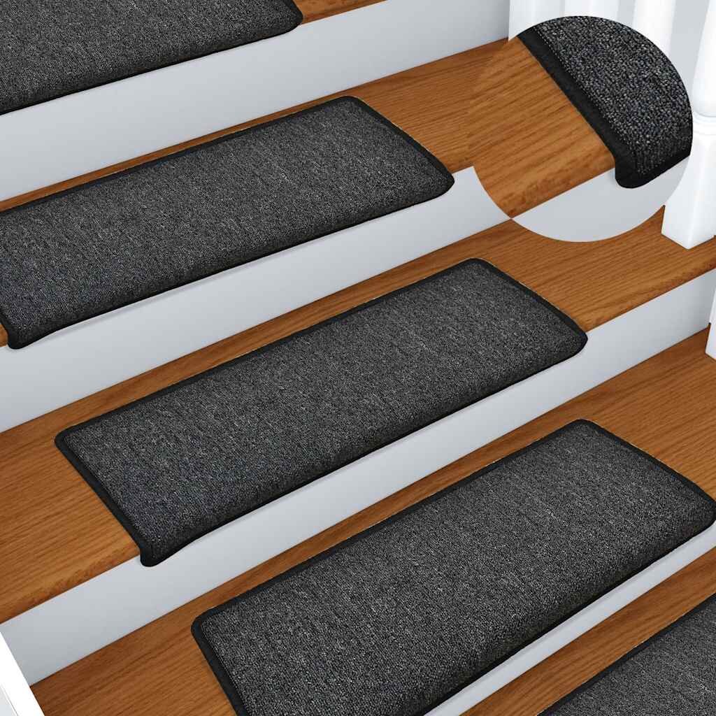 vidaXL Изтривалки за стълби 15 бр. 65x21x4 см антрацит правоъгълен ръб