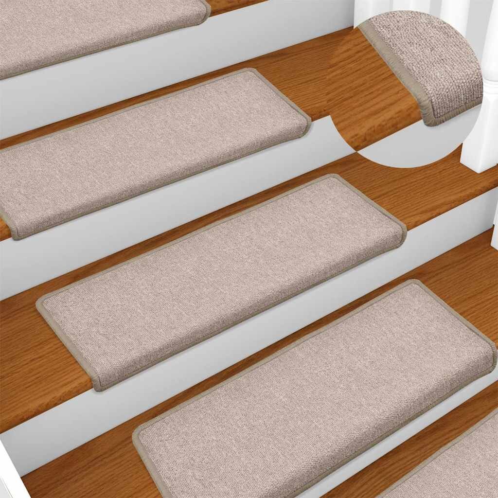 vidaXL Изтривалки за стълби 15 бр. 65x21x4 см бежови правоъгълни с кант