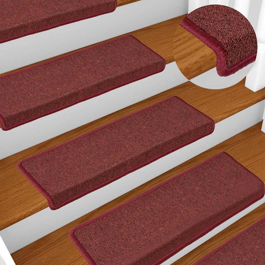 vidaXL Изтривалки за стълби 15 бр. 65x21x4 см бордо правоъгълни ръбове