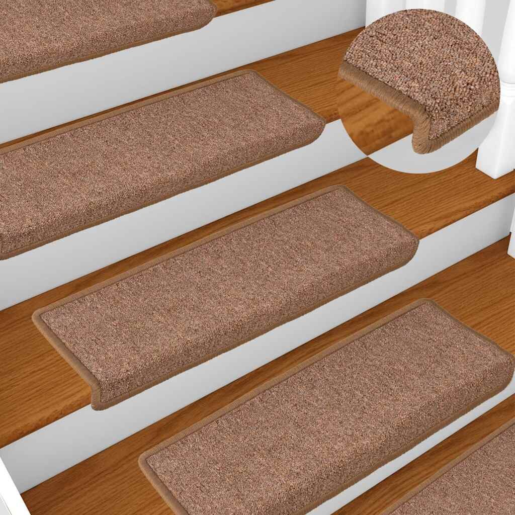 vidaXL Изтривалки за стълби 15 бр. 65x21x4 см кафяви правоъгълни кант