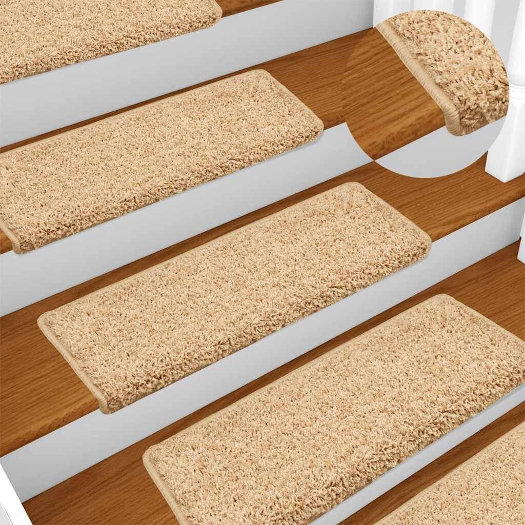 vidaXL Изтривалки за стълби 15 бр. 65x21x4 см кремави с правоъгълен ръб