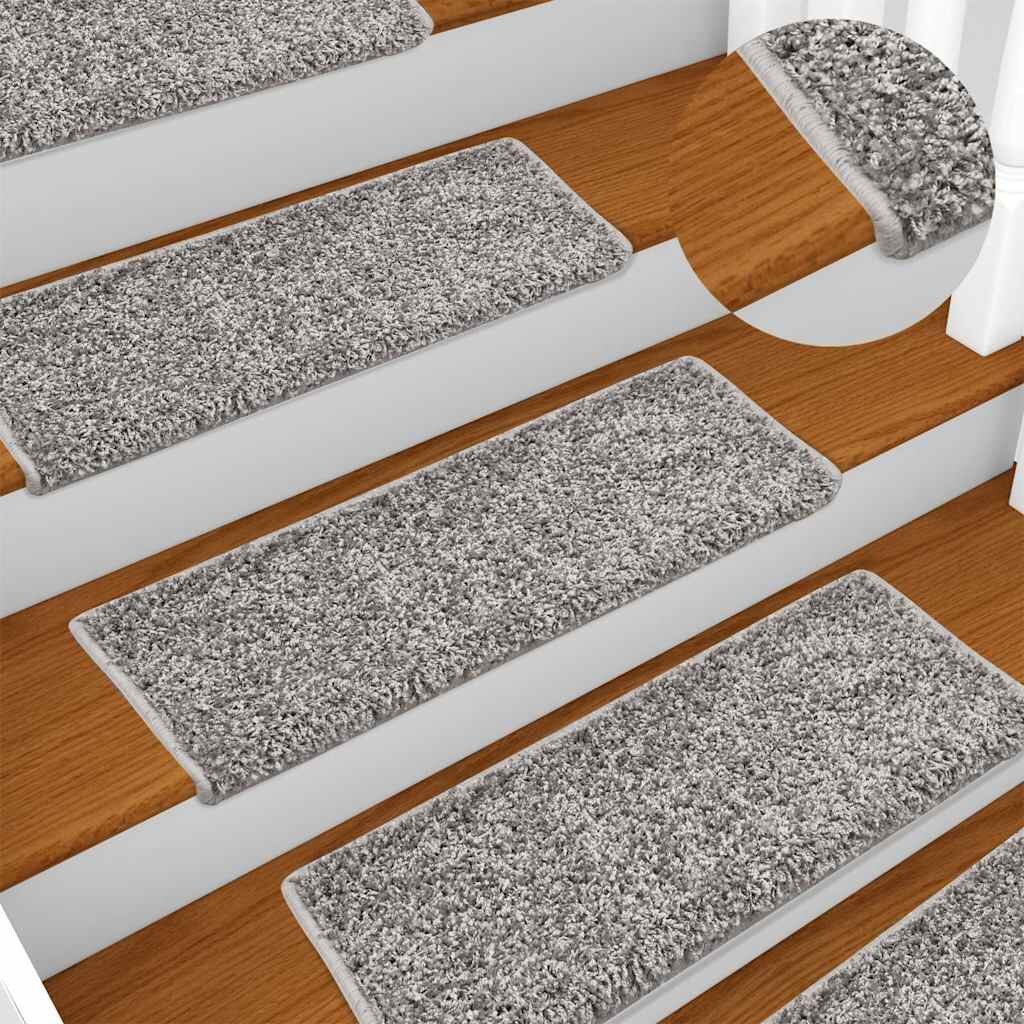 vidaXL Изтривалки за стълби 15 бр. 65x21x4 см сиви с правоъгълен кант