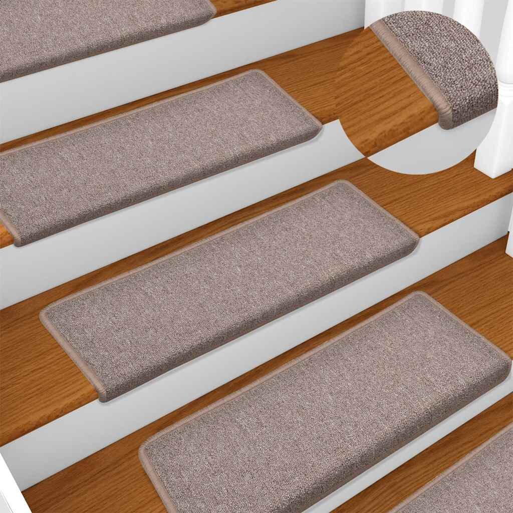 vidaXL Изтривалки за стълби 15 бр. 65x21x4 см светлокафяви с правоъгълен кант