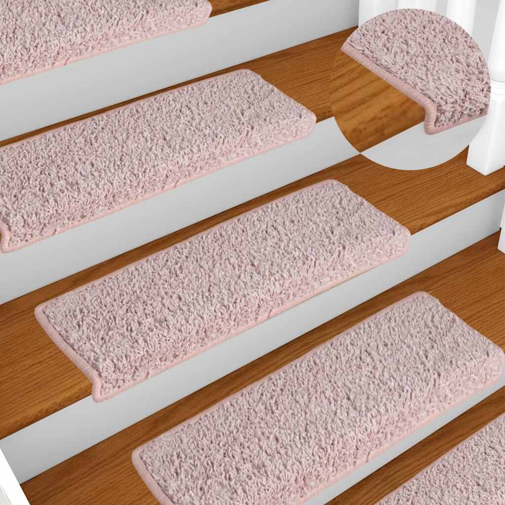 vidaXL Изтривалки за стълби 15 бр. 65x21x4 см светлорозови правоъгълни кант