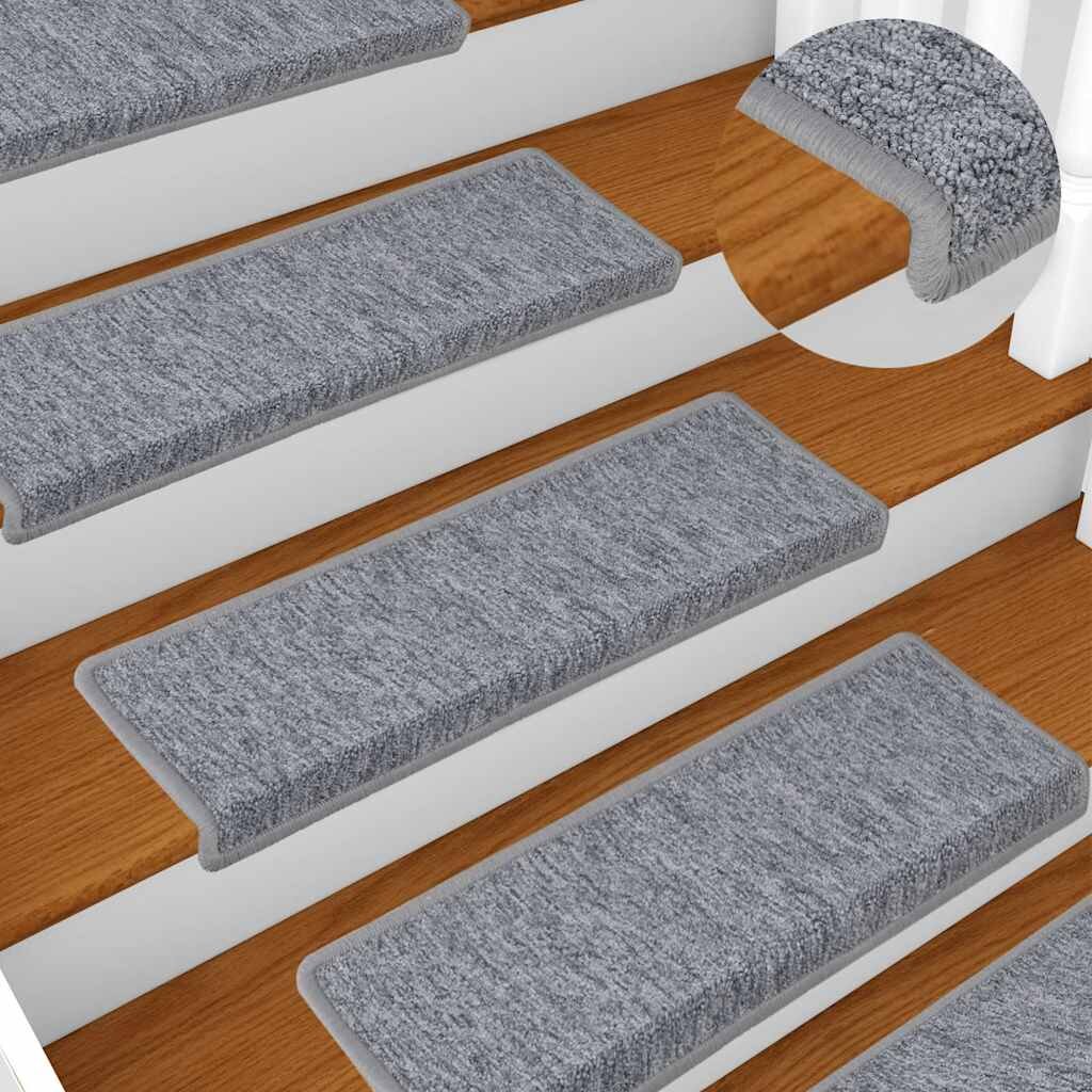 vidaXL Изтривалки за стълби 15 бр. 65x21x4 см светлосиви с правоъгълен кант