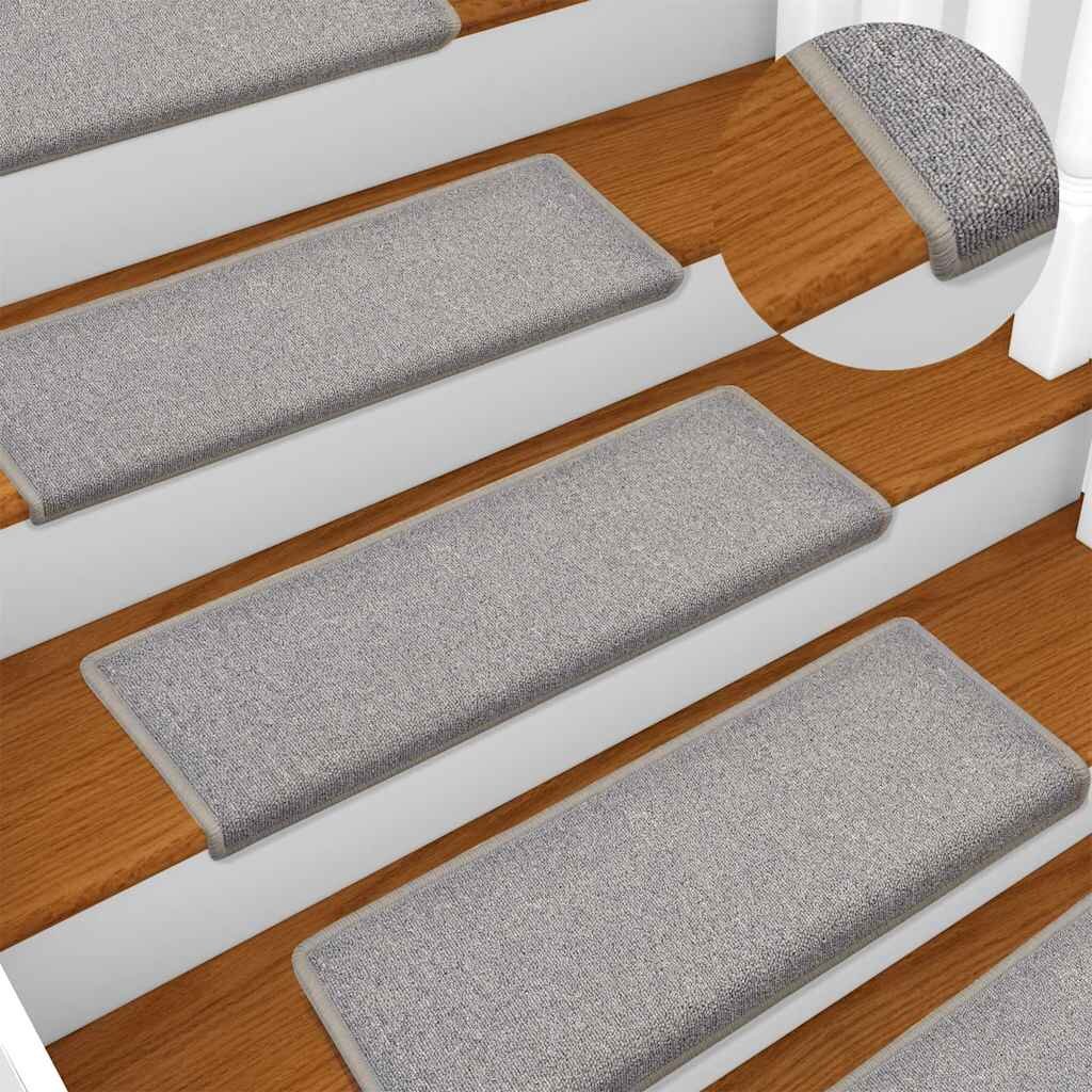 vidaXL Изтривалки за стълби 15 бр. 65x21x4 см светлосиви с правоъгълен кант