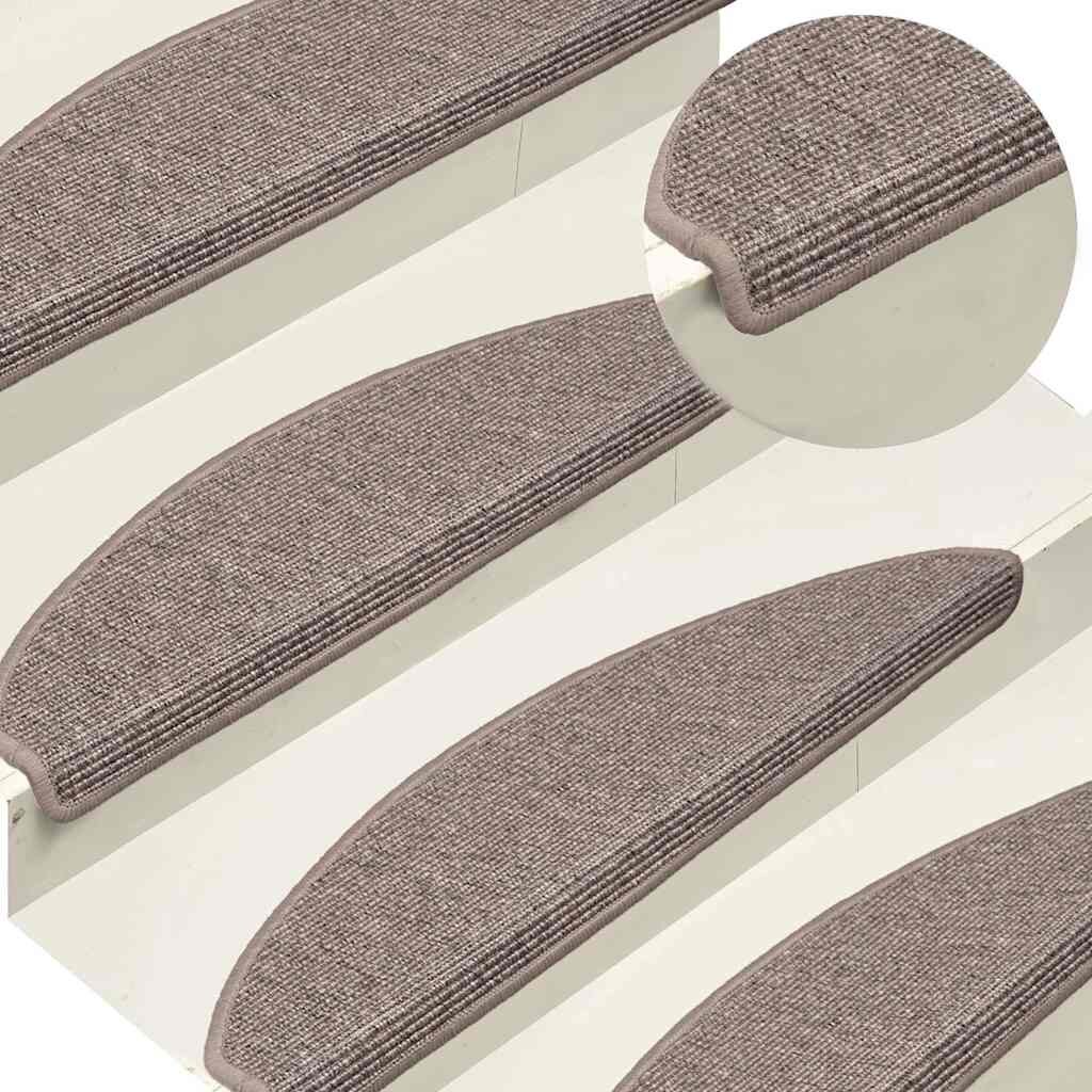 vidaXL Изтривалки за стълби 15 бр. 65x21x4 см тъмнобежови полукръгли големи