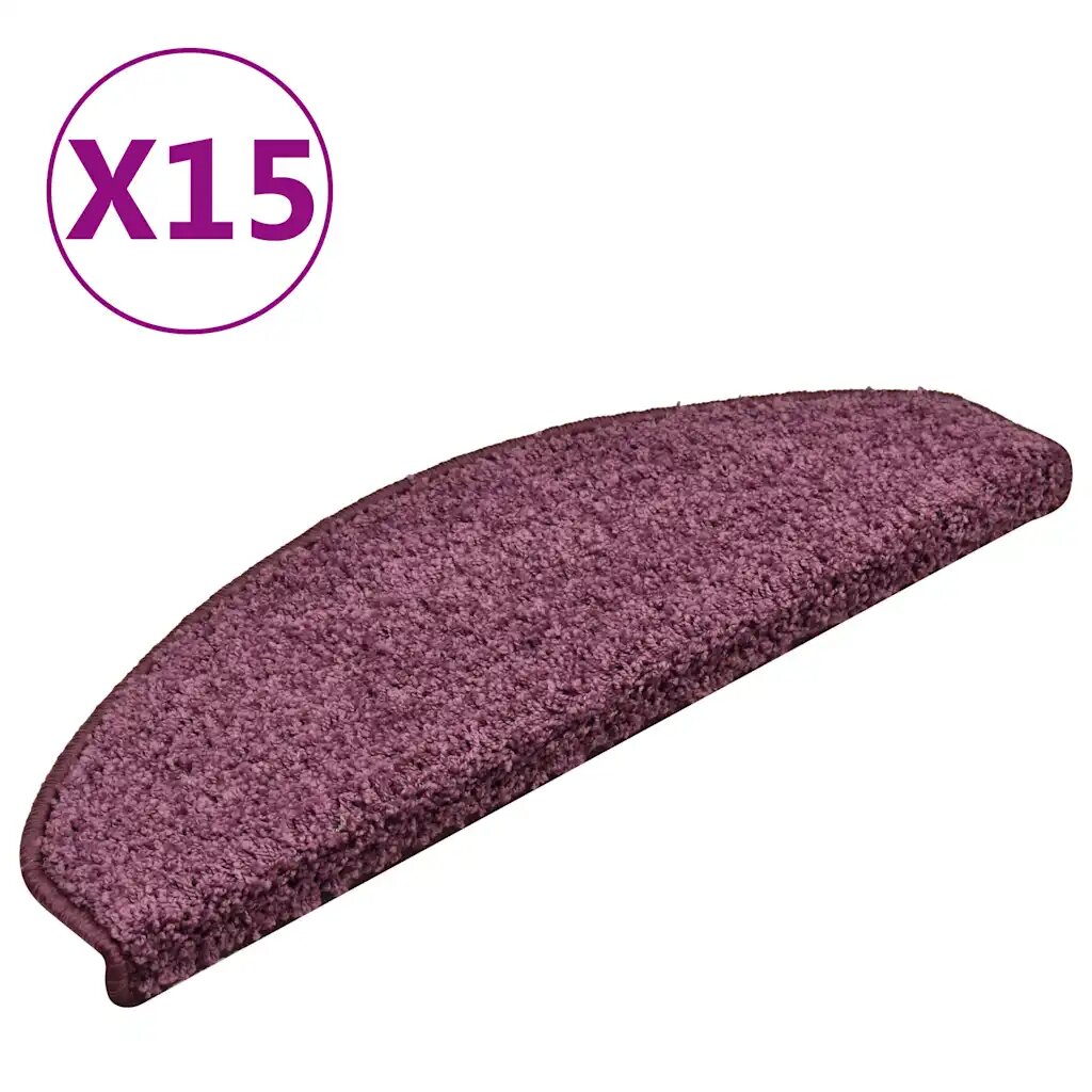 vidaXL Изтривалки за стълби 15 бр. 65x21x4 см тъмнолилави полукръгли големи