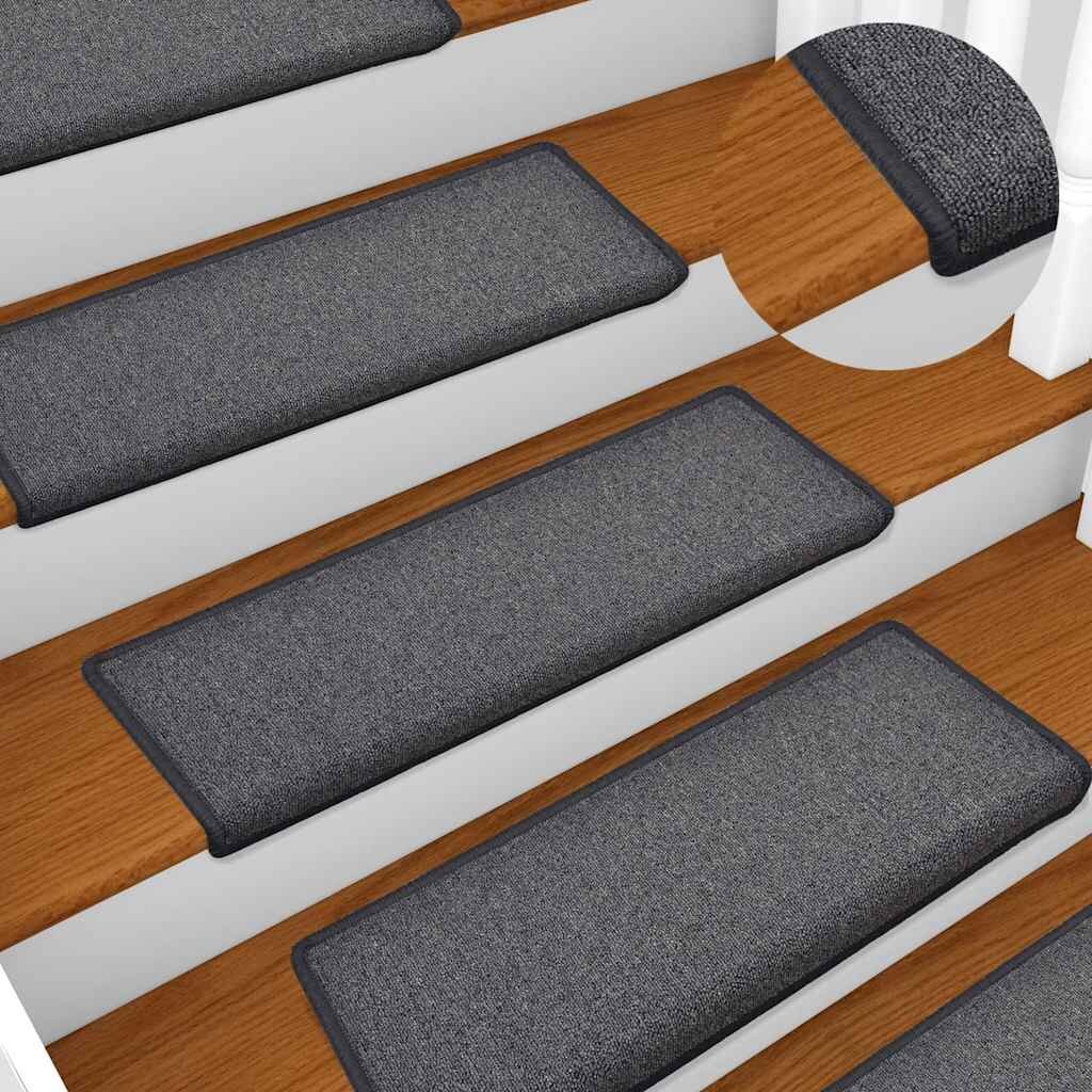 vidaXL Изтривалки за стълби 15 бр. 65x21x4 см тъмносиви правоъгълни кант