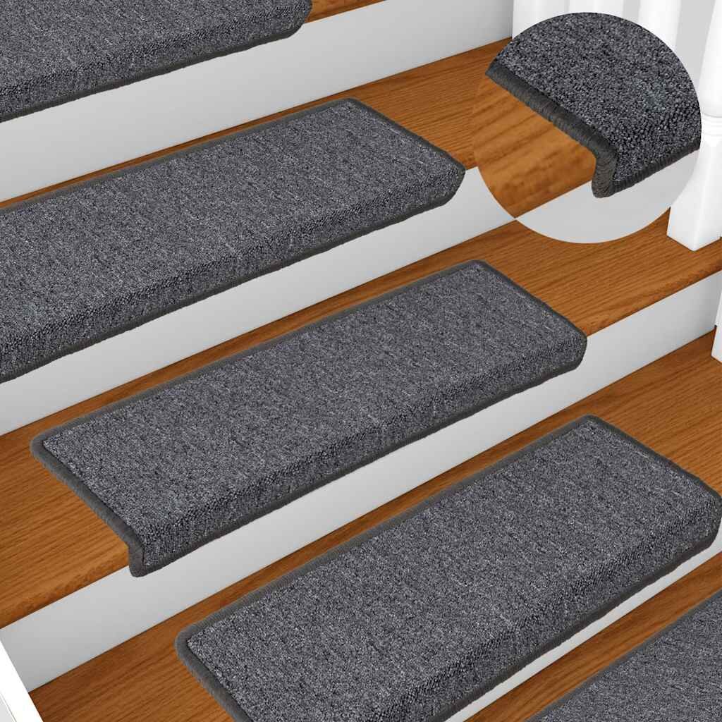 vidaXL Изтривалки за стълби 15 бр. 65x21x4 см тъмносиви правоъгълни кант