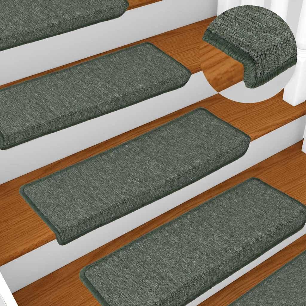 vidaXL Изтривалки за стълби 15 бр. 65x21x4 см тъмнозелени правоъгълни кант