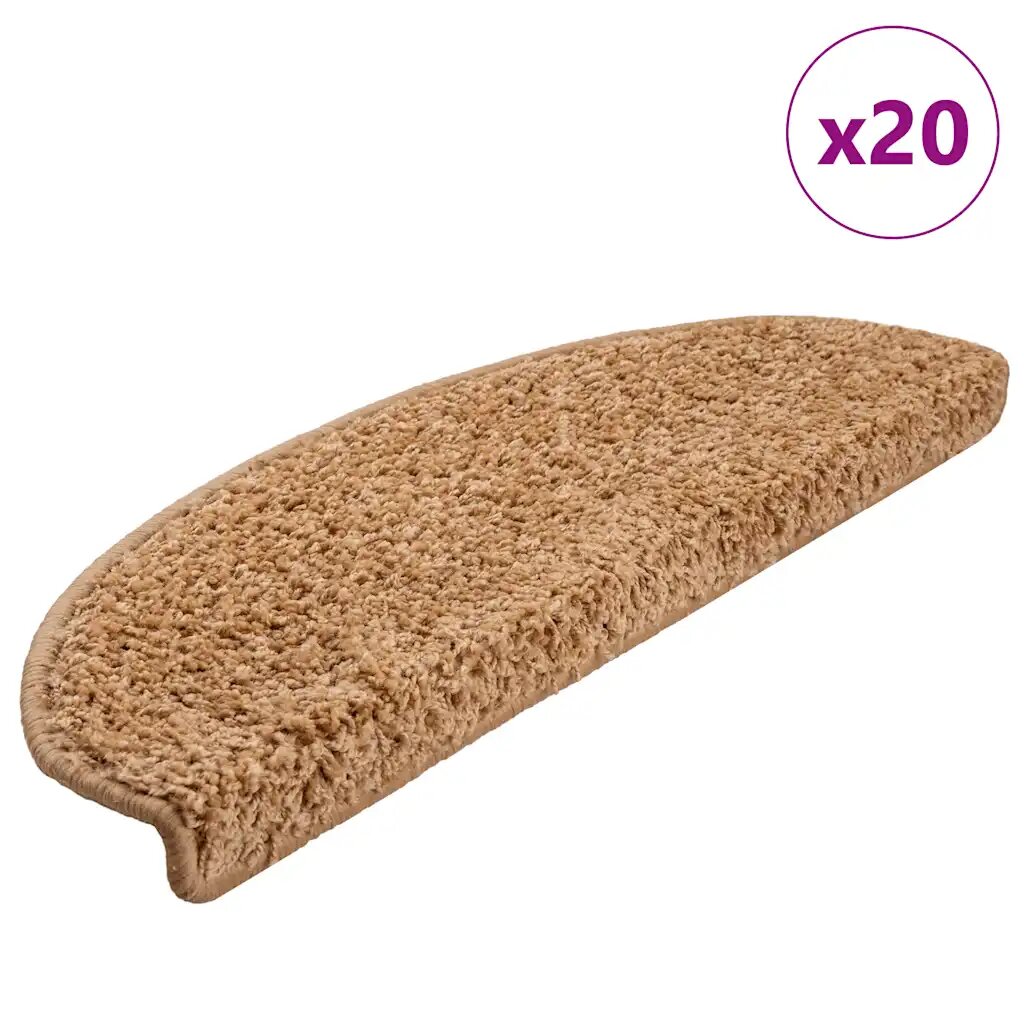 vidaXL Изтривалки за стълби 20 бр. 65x21x4 см бежови полукръгли големи