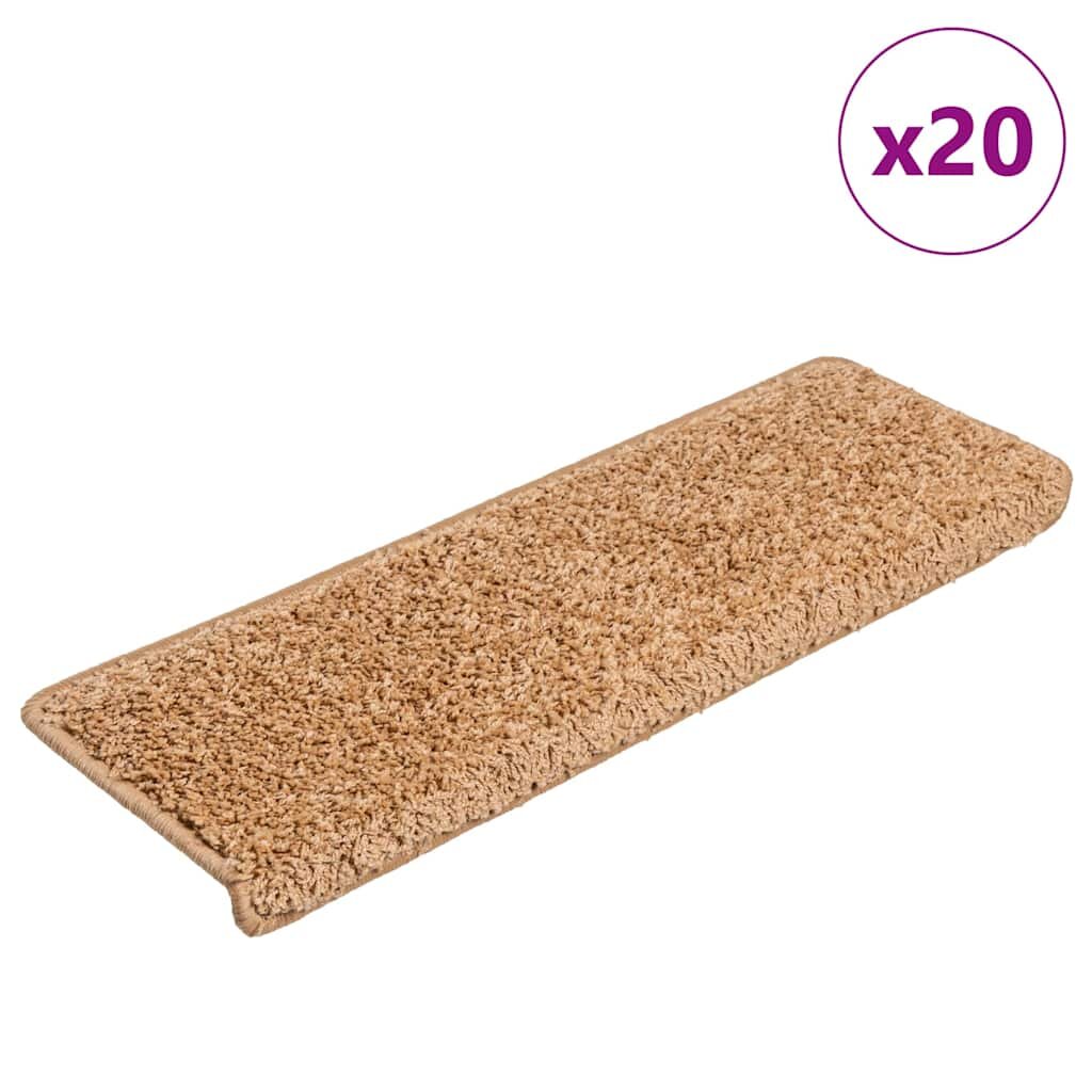 vidaXL Изтривалки за стълби 20 бр. 65x21x4 см бежови с правоъгълен кант