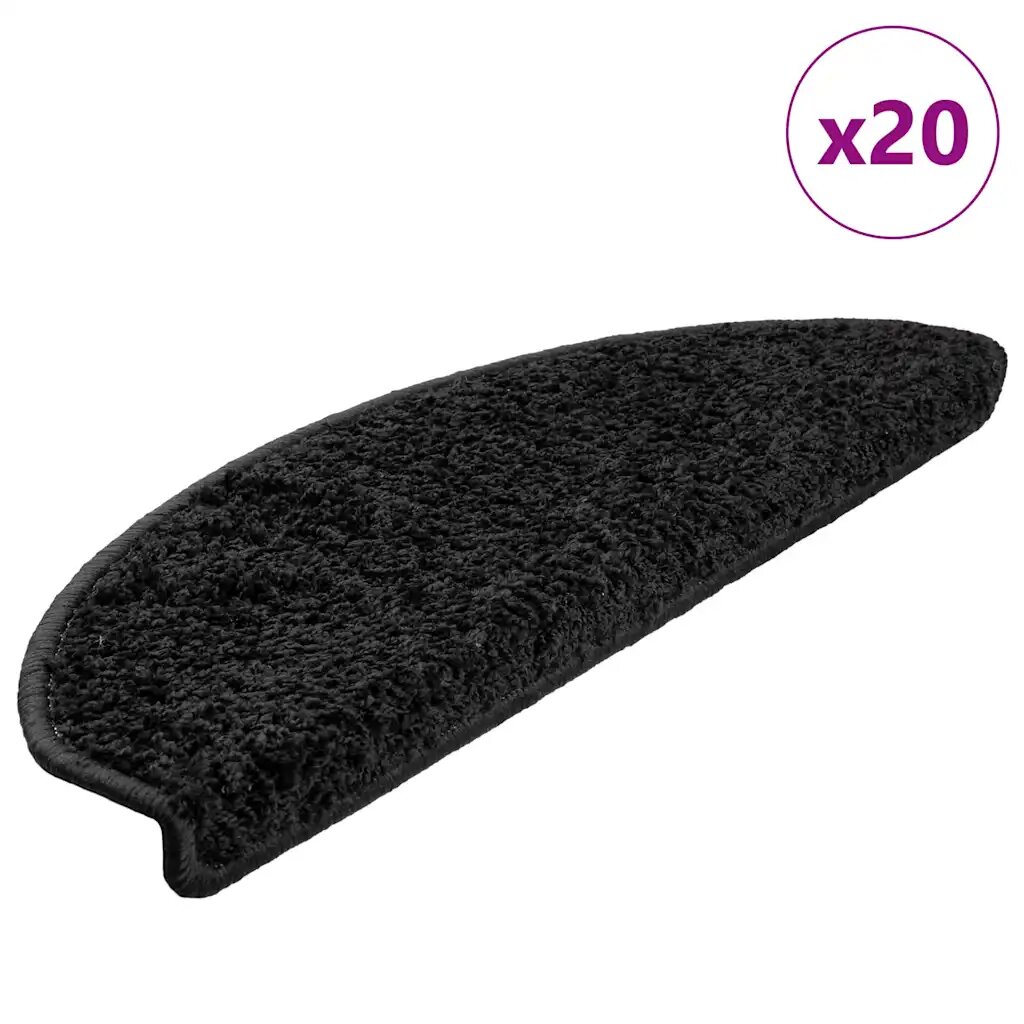 vidaXL Изтривалки за стълби 20 бр. 65x21x4 см черни полукръгли големи