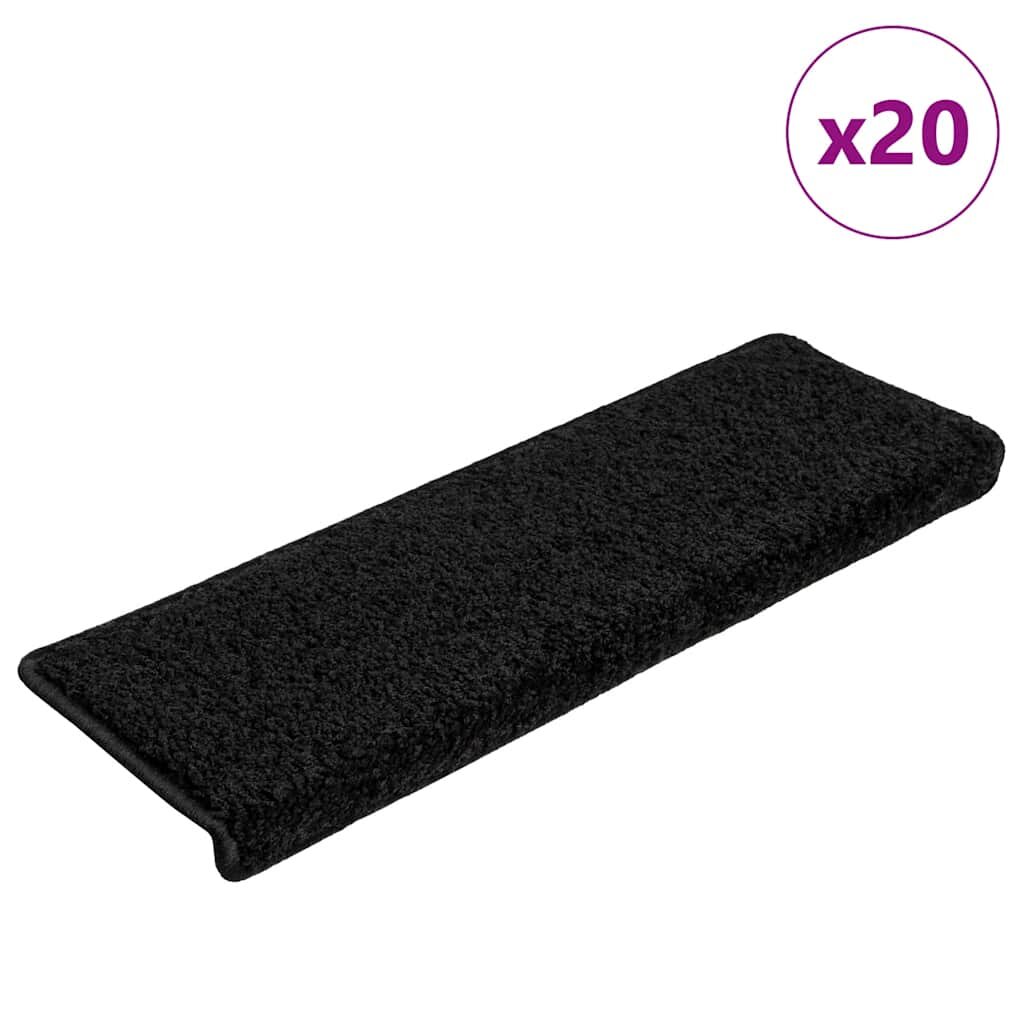 vidaXL Изтривалки за стълби 20 бр. 65x21x4 см черни с правоъгълен кант