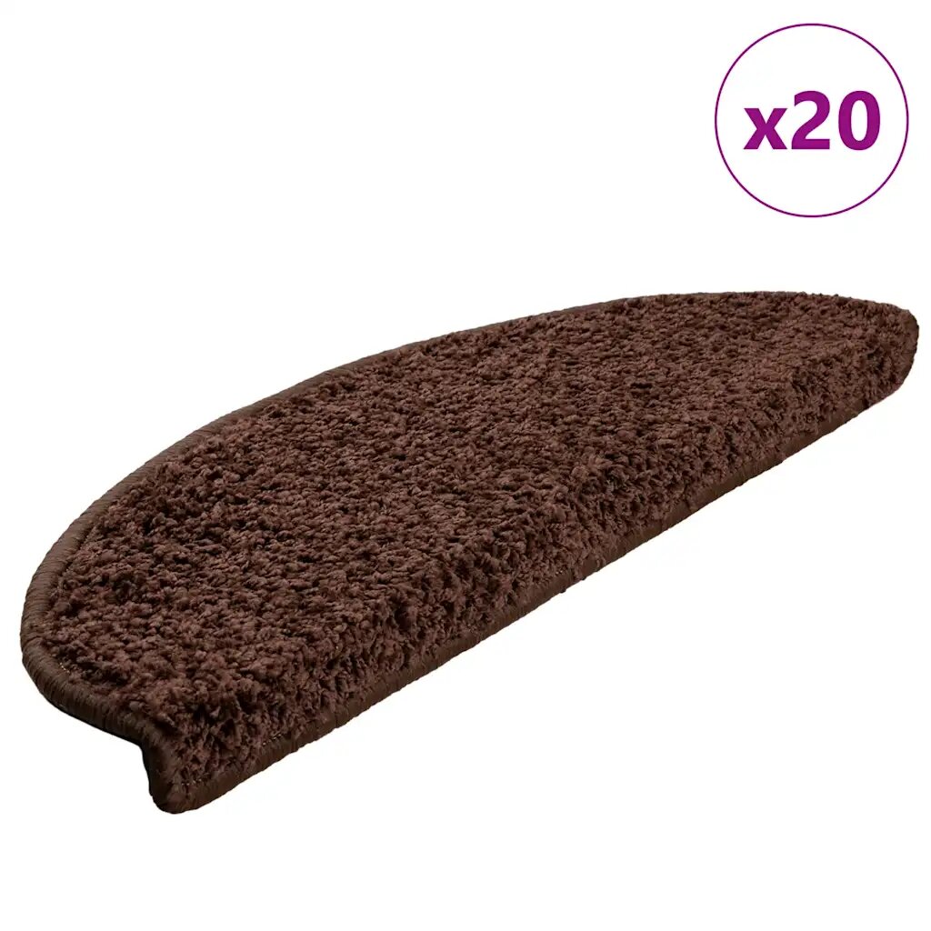 vidaXL Изтривалки за стълби 20 бр. 65x21x4 см кафяви полукръгли големи