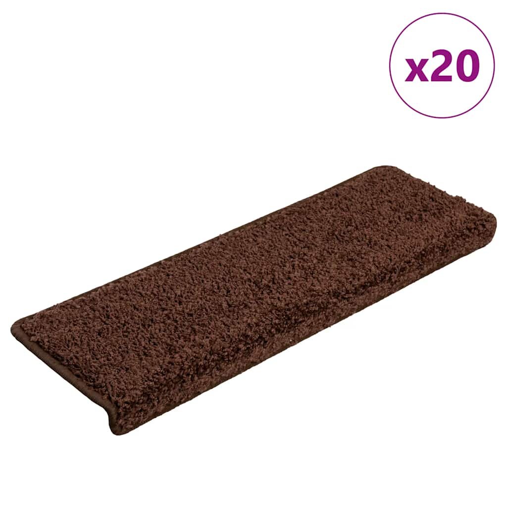 vidaXL Изтривалки за стълби 20 бр. 65x21x4 см кафяви с правоъгълен кант