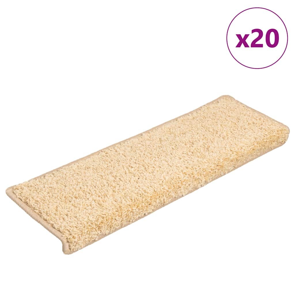 vidaXL Изтривалки за стълби 20 бр. 65x21x4 см кремави с правоъгълен ръб