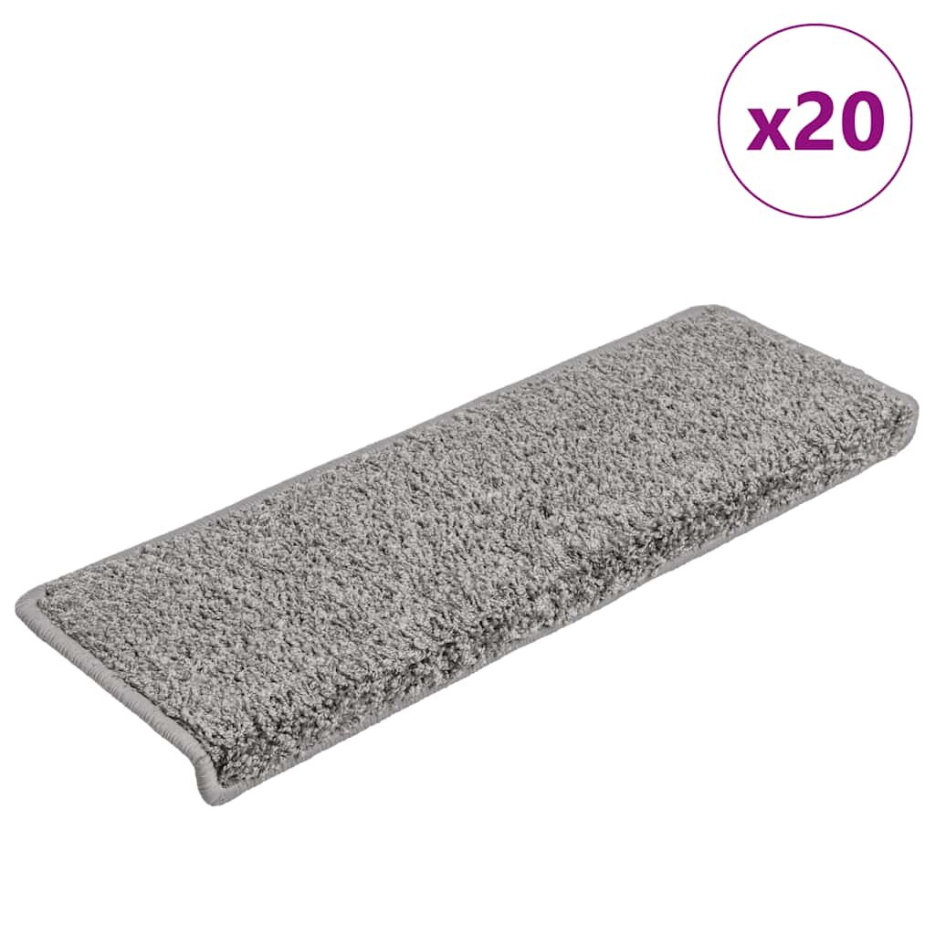vidaXL Изтривалки за стълби 20 бр. 65x21x4 см сиви с правоъгълен кант