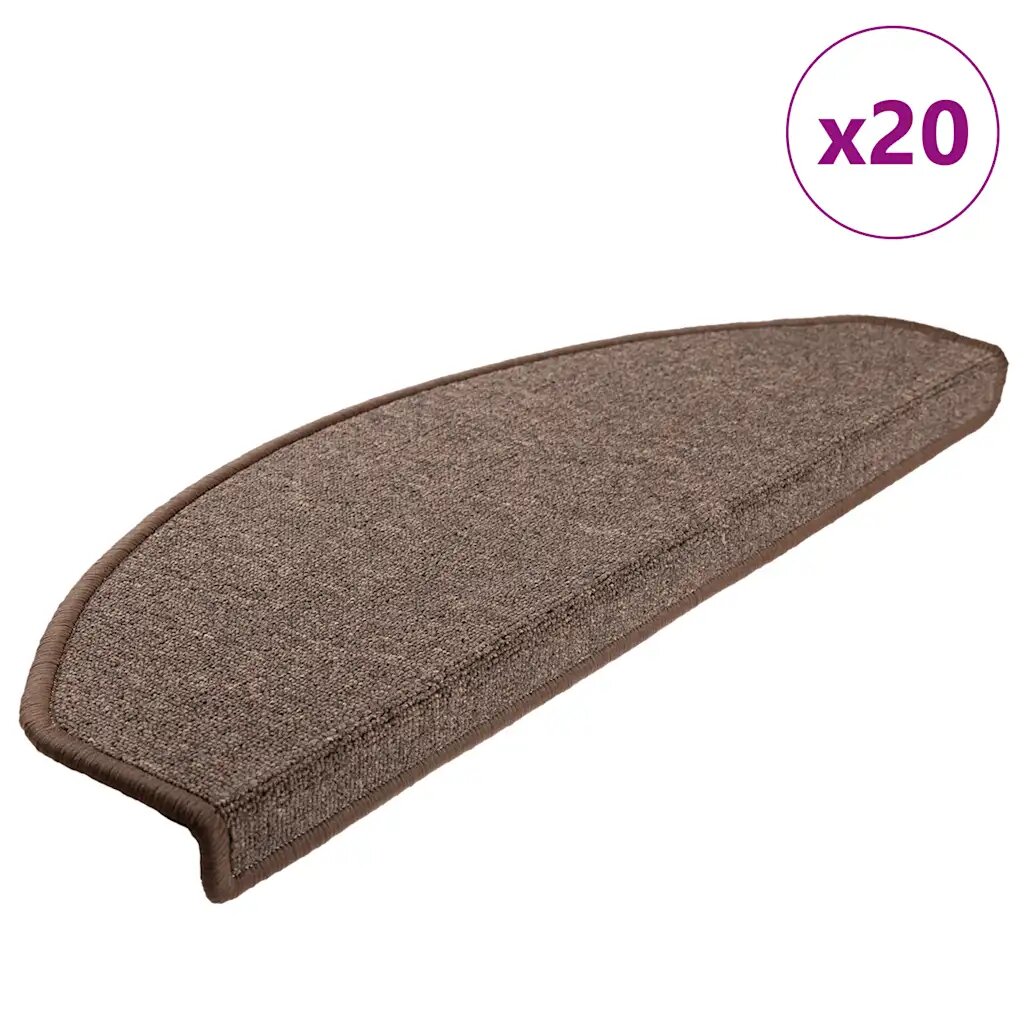 vidaXL Изтривалки за стълби 20 бр. 65x24x4 см кафеенокафяви полукръгли големи