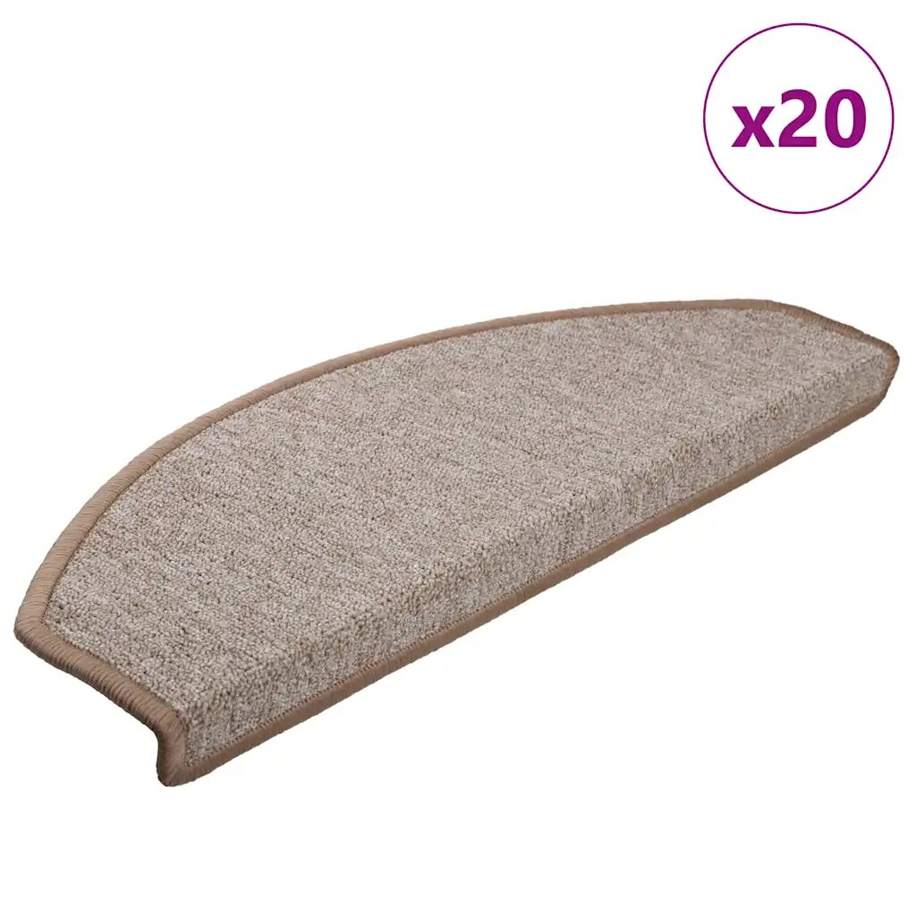 vidaXL Изтривалки за стълби 20 бр. 65x24x4 см светлокафяви полукръгли големи