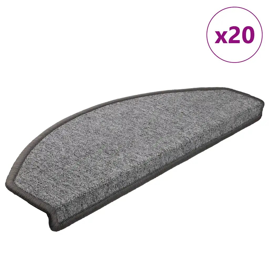 vidaXL Изтривалки за стълби 20 бр. 65x24x4 см тъмносиви полукръгли големи