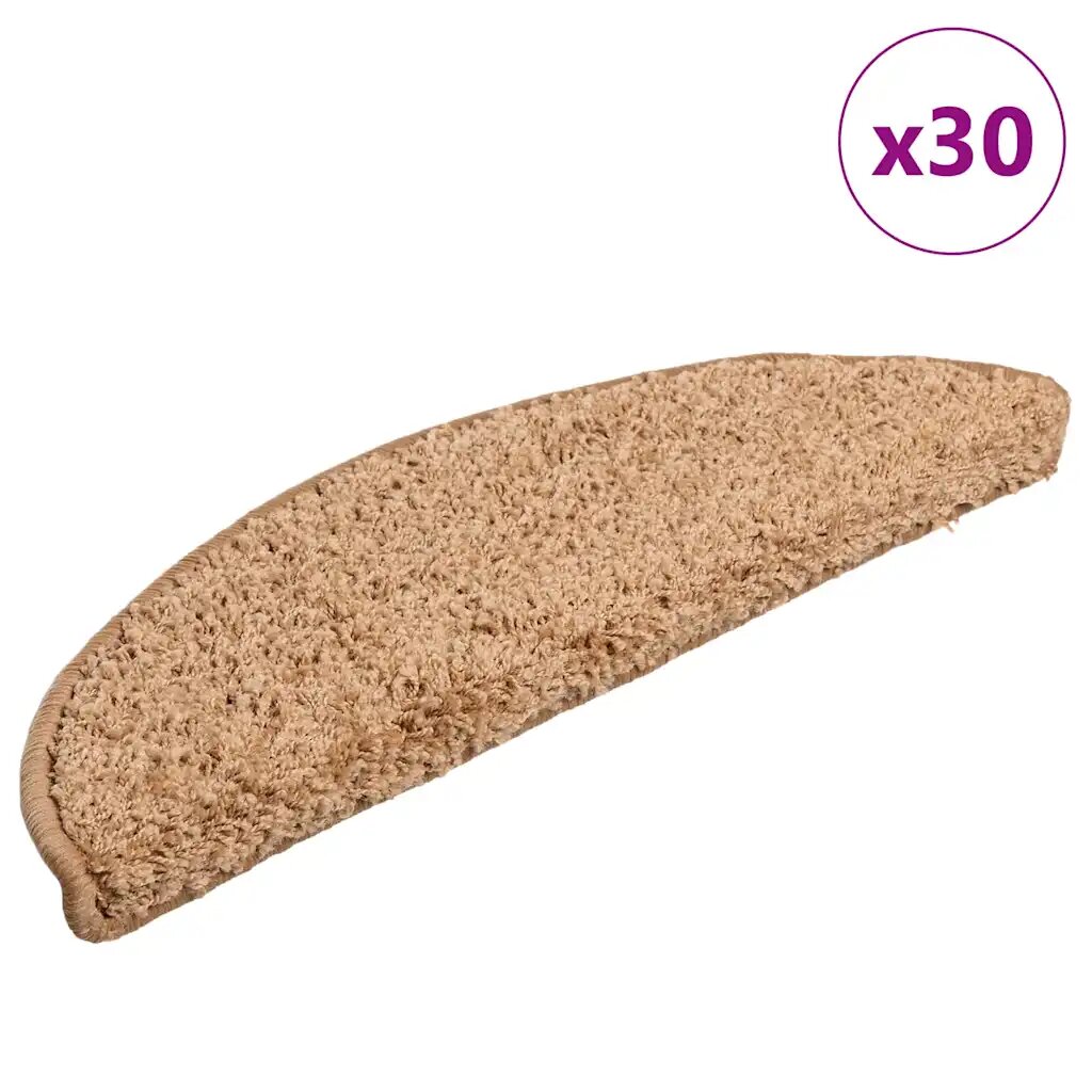 vidaXL Изтривалки за стълби 30 бр. 56x17x3 см бежови полукръгли