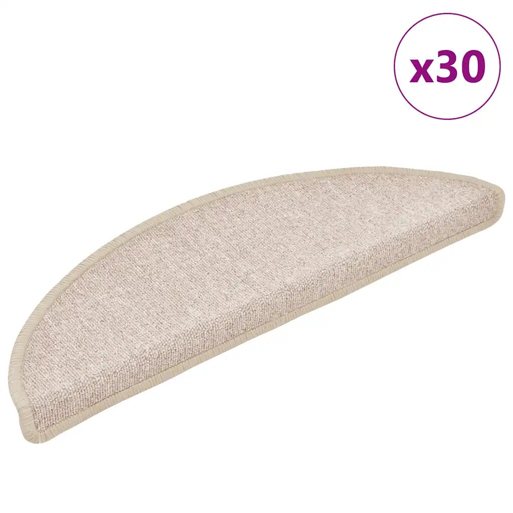 vidaXL Изтривалки за стълби 30 бр. 56x17x3 см бежови полукръгли