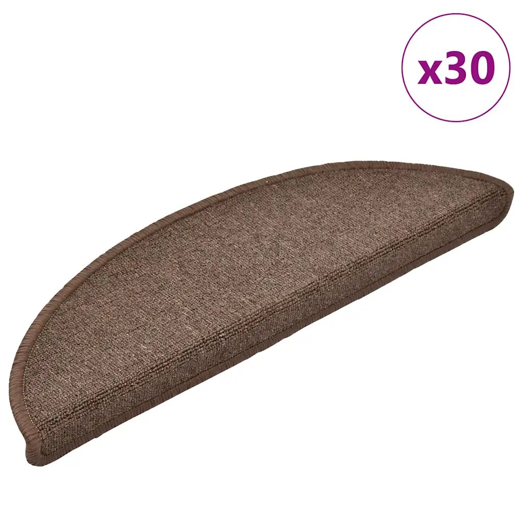 vidaXL Изтривалки за стълби 30 бр. 56x17x3 см кафеенокафяви полукръгли