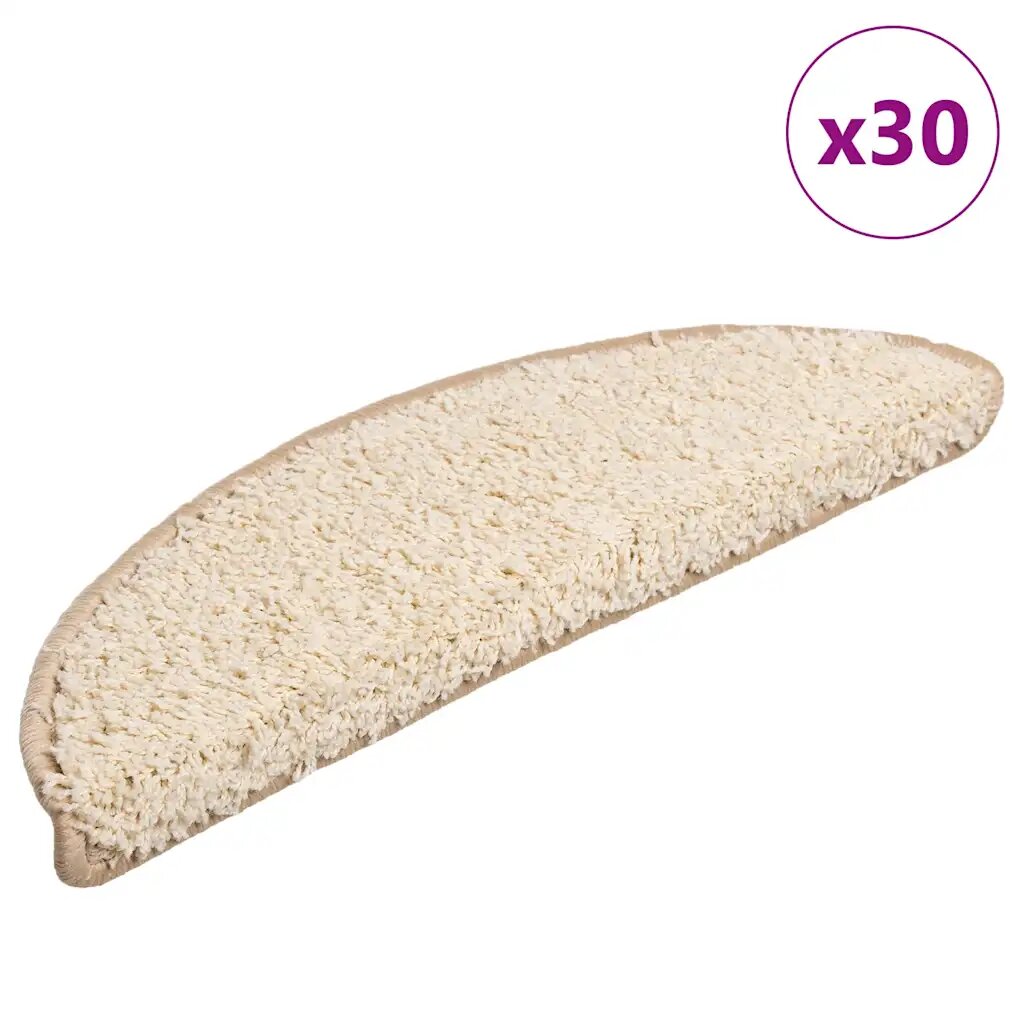 vidaXL Изтривалки за стълби 30 бр. 56x17x3 см кремави полукръгли