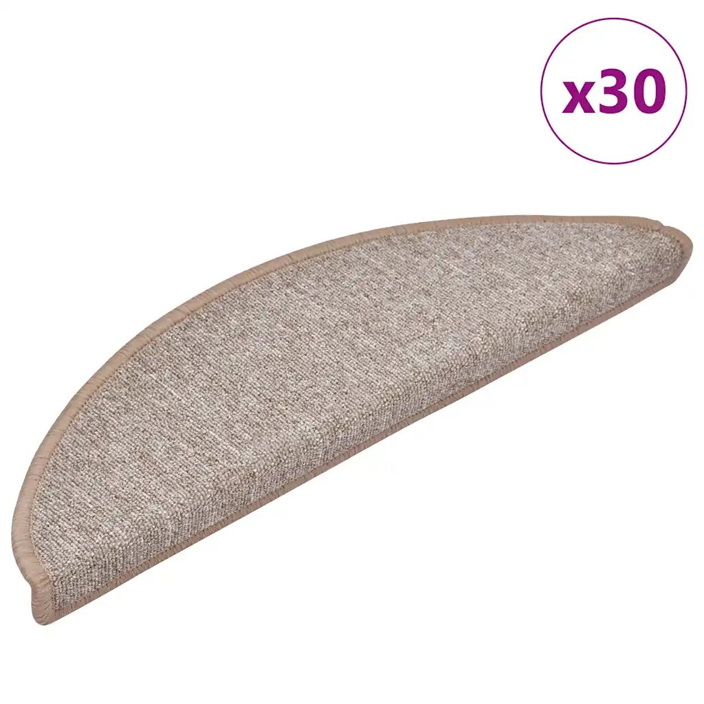 vidaXL Изтривалки за стълби 30 бр. 56x17x3 см светлокафяви полукръгли