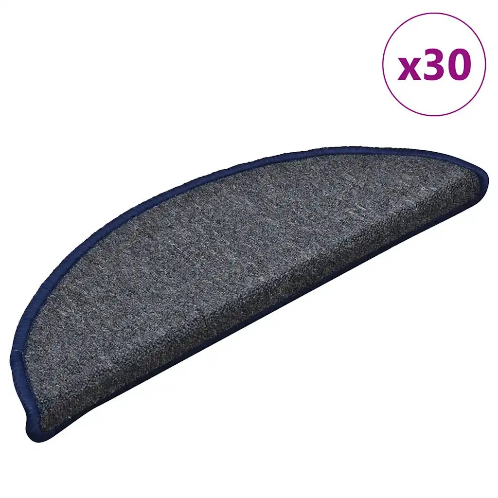 vidaXL Изтривалки за стълби 30 бр. 56x17x3 см тъмносиви и сини полукръгли