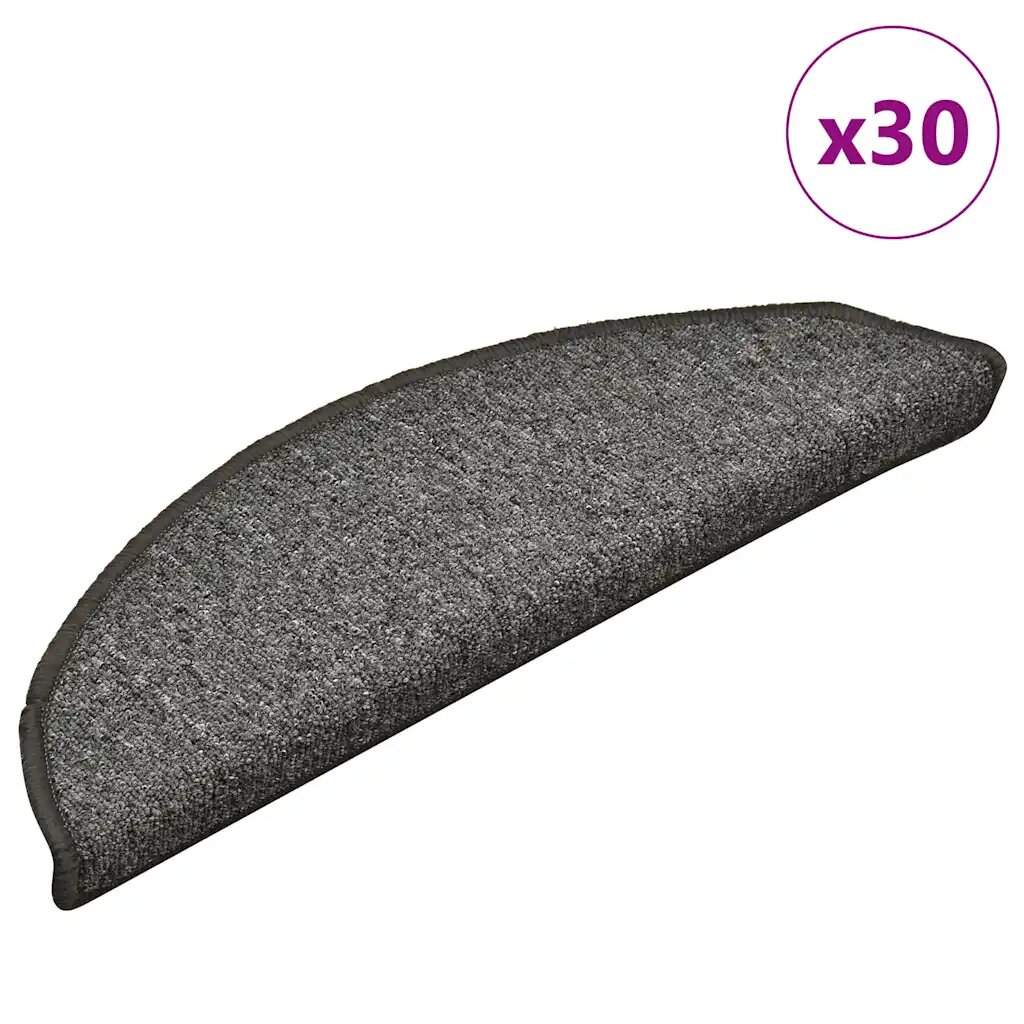 vidaXL Изтривалки за стълби 30 бр. 56x17x3 см тъмносиви полукръгли