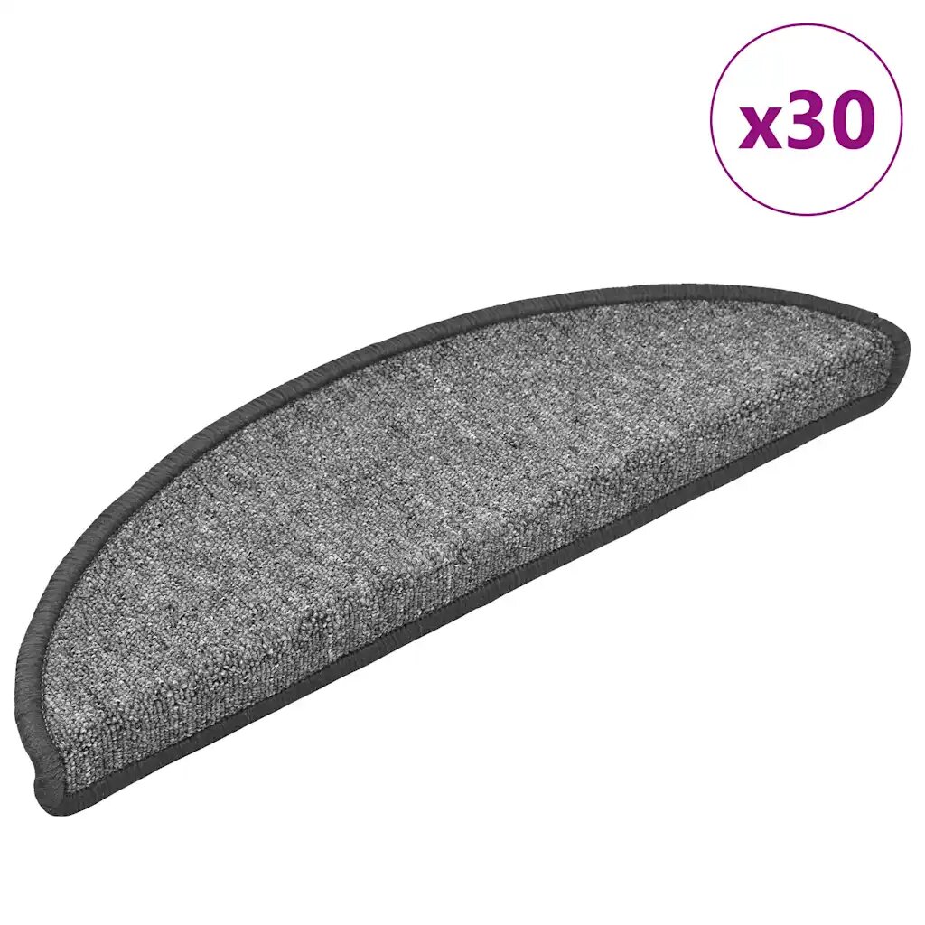 vidaXL Изтривалки за стълби 30 бр. 56x17x3 см тъмносиви полукръгли