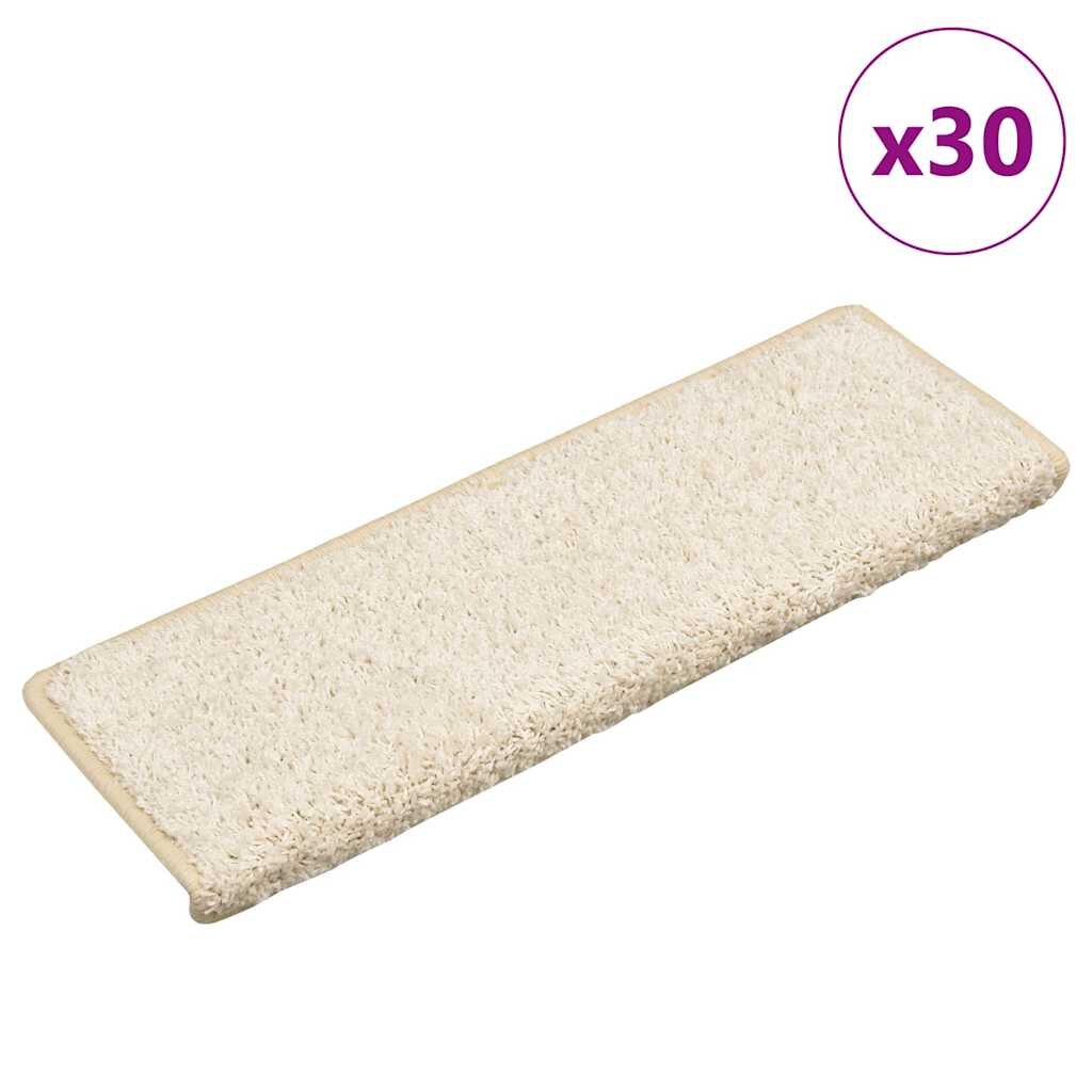 vidaXL Изтривалки за стълби 30 бр. 65x21x4 см бели с правоъгълен кант