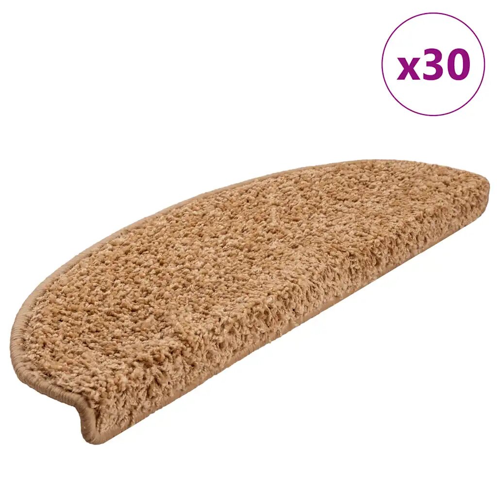 vidaXL Изтривалки за стълби 30 бр. 65x21x4 см бежови полукръгли големи