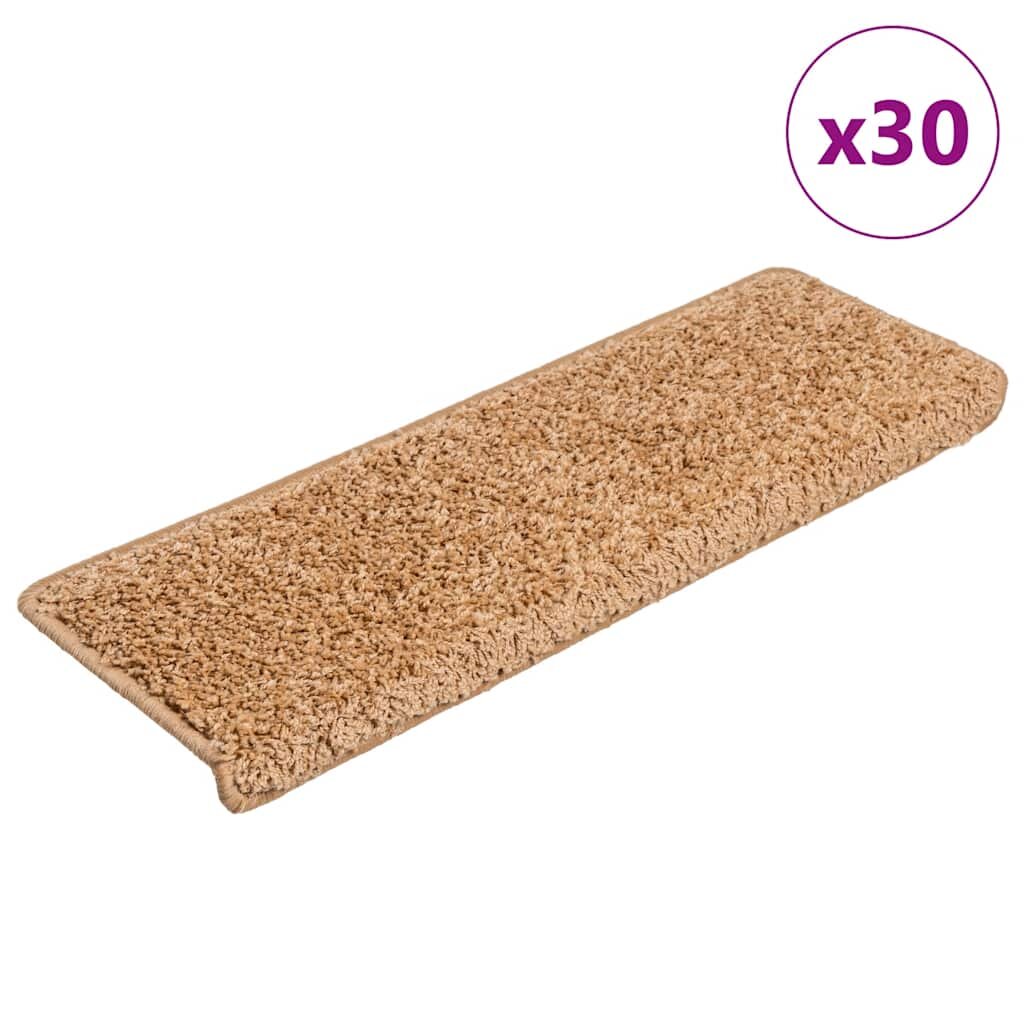 vidaXL Изтривалки за стълби 30 бр. 65x21x4 см бежови с правоъгълен кант