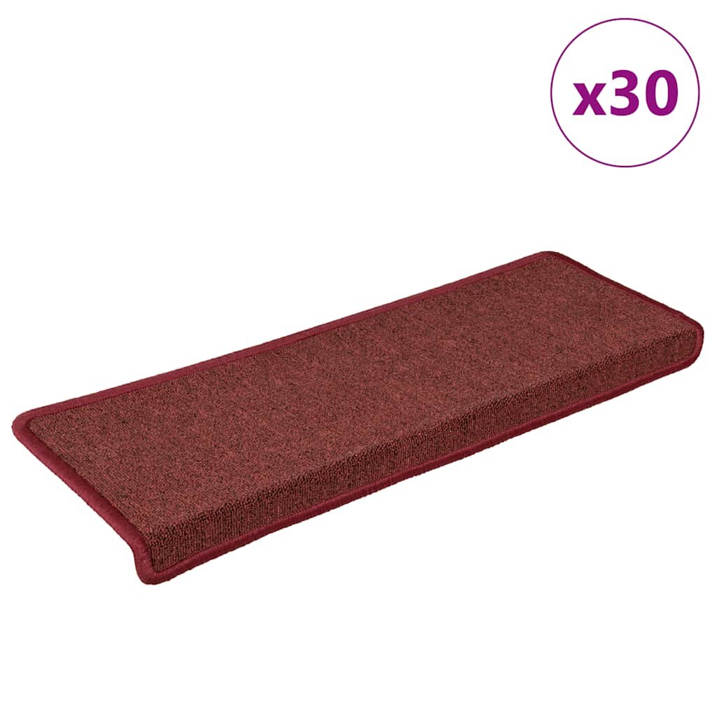 vidaXL Изтривалки за стълби 30 бр. 65x21x4 см бордо правоъгълен кант