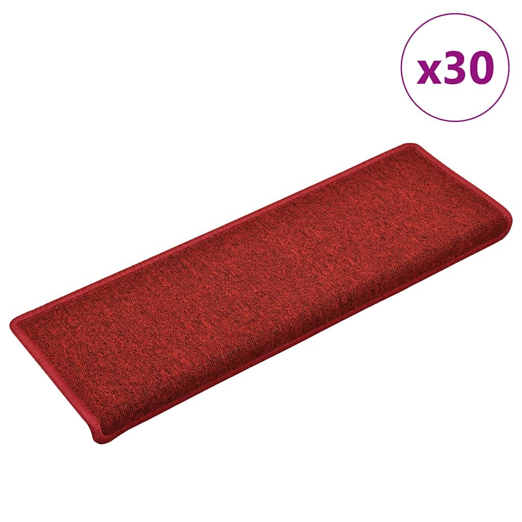 vidaXL Изтривалки за стълби 30 бр. 65x21x4 см червени правоъгълен кант