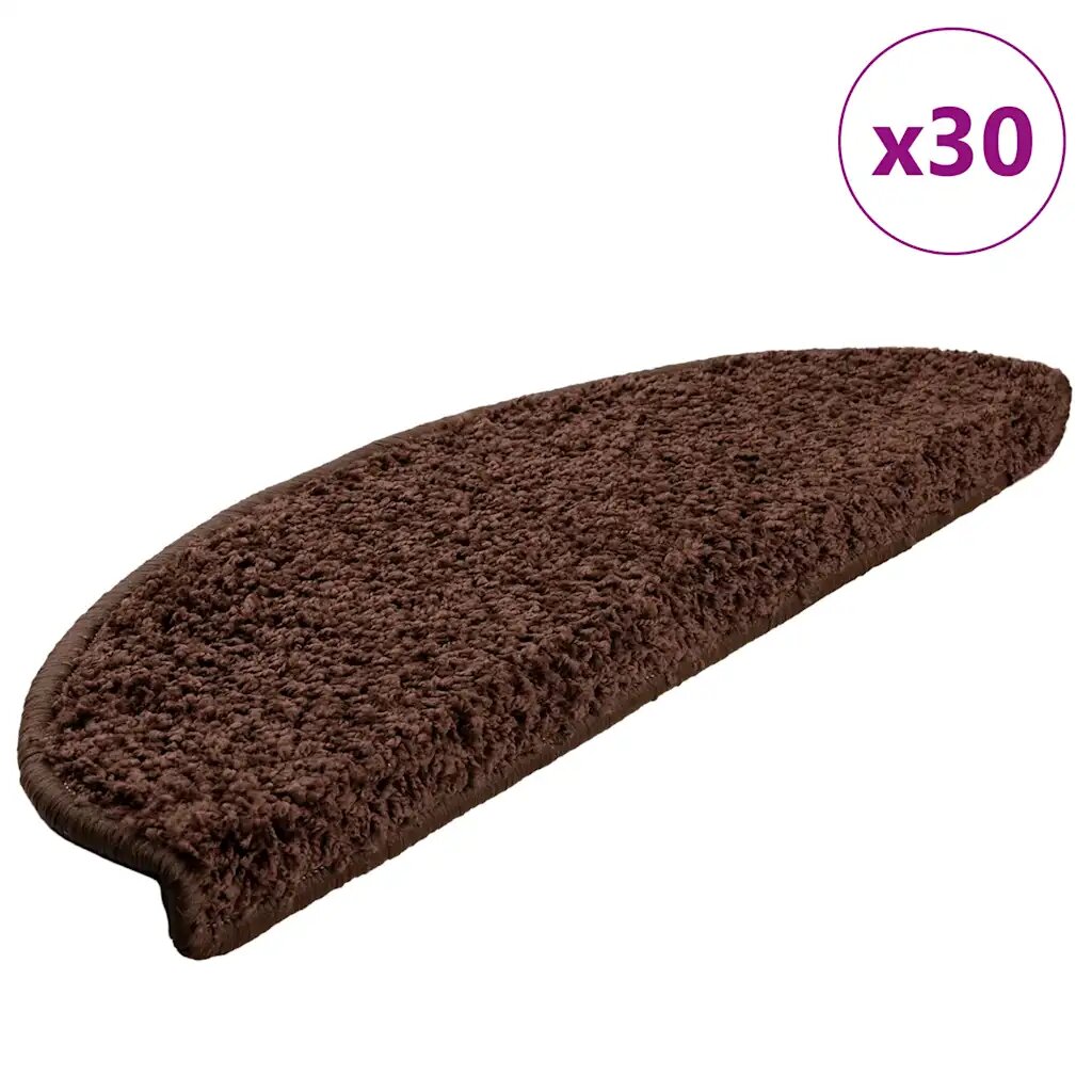 vidaXL Изтривалки за стълби 30 бр. 65x21x4 см кафяви полукръгли големи