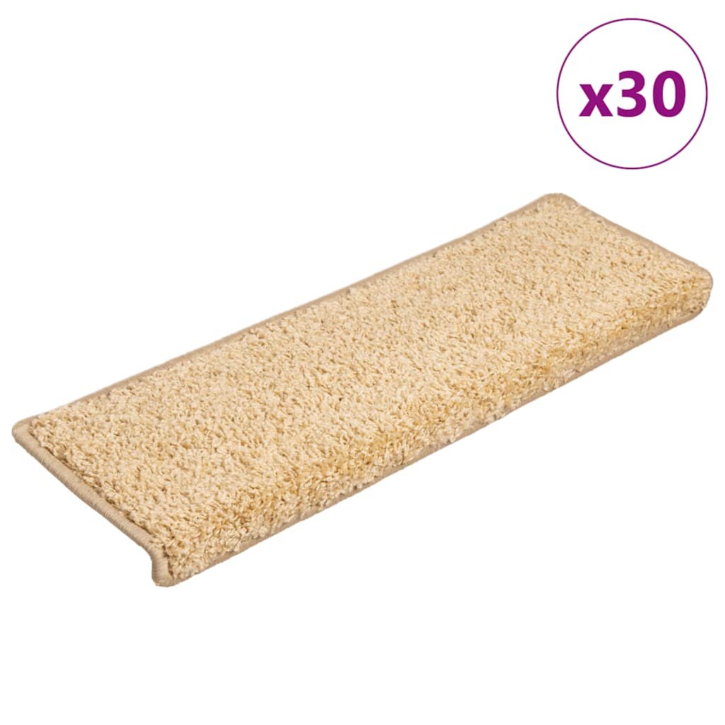vidaXL Изтривалки за стълби 30 бр. 65x21x4 см кремави с правоъгълен ръб