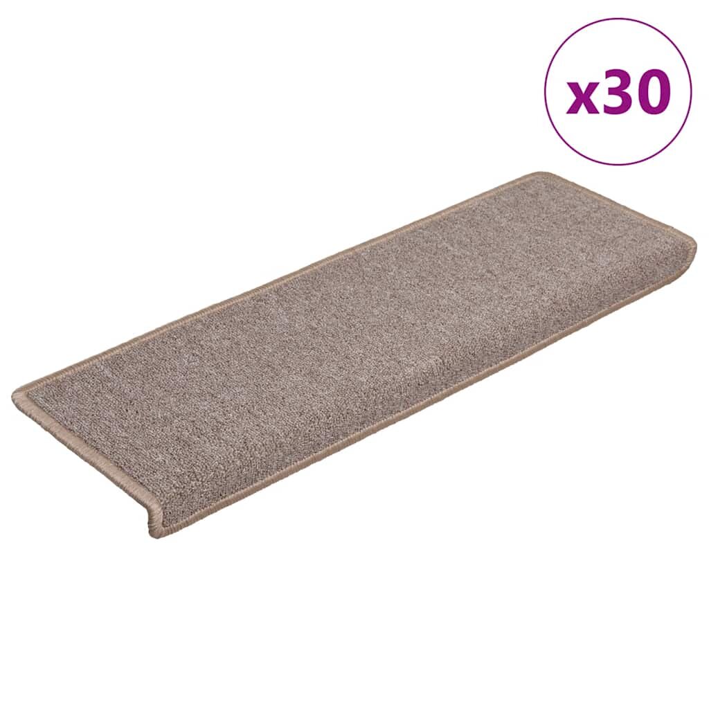 vidaXL Изтривалки за стълби 30 бр. 65x21x4 см светлокафяви с правоъгълен кант