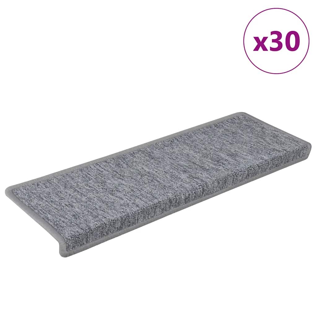 vidaXL Изтривалки за стълби 30 бр. 65x21x4 см светлосиви с правоъгълен кант