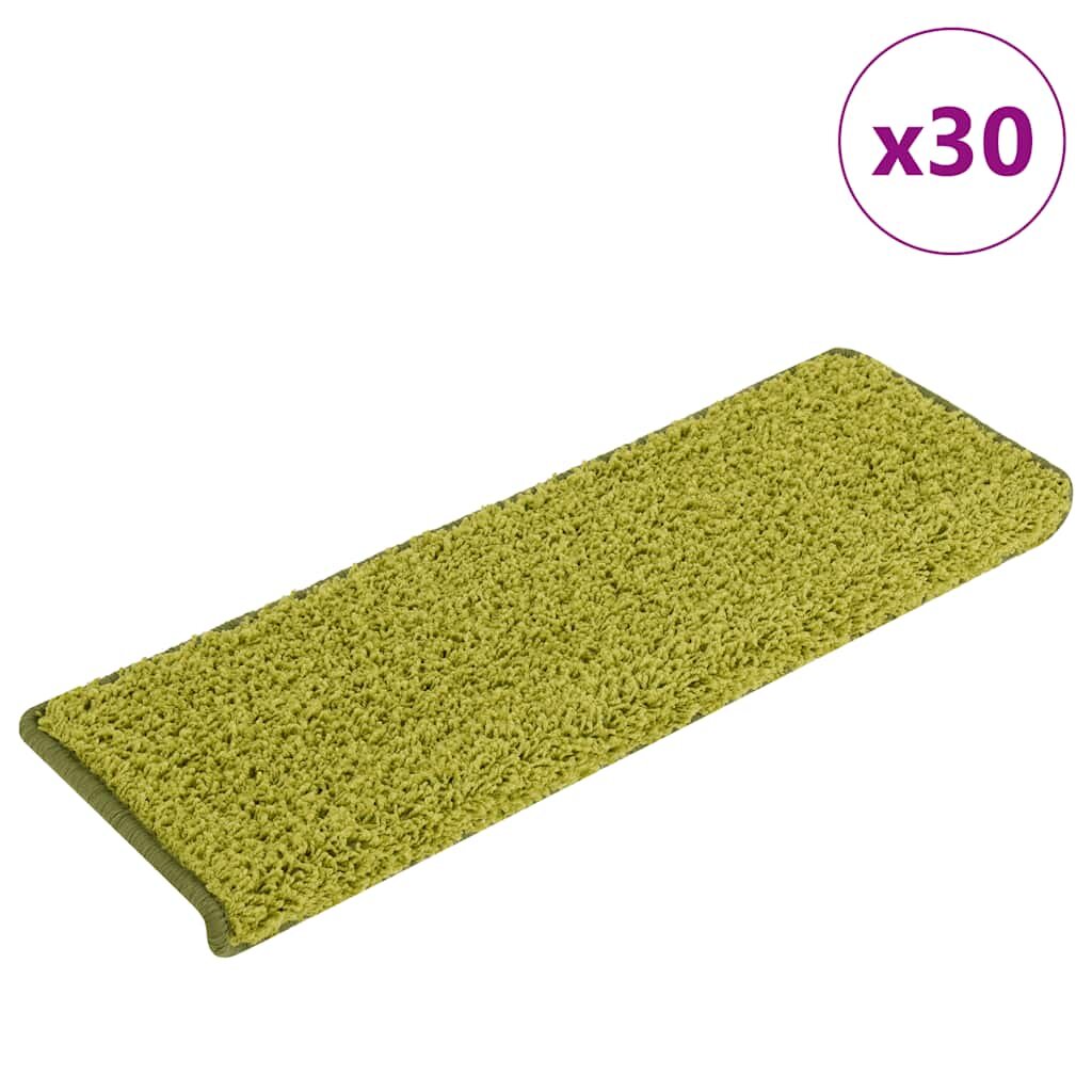 vidaXL Изтривалки за стълби 30 бр. 65x21x4 см зелени с правоъгълен кант