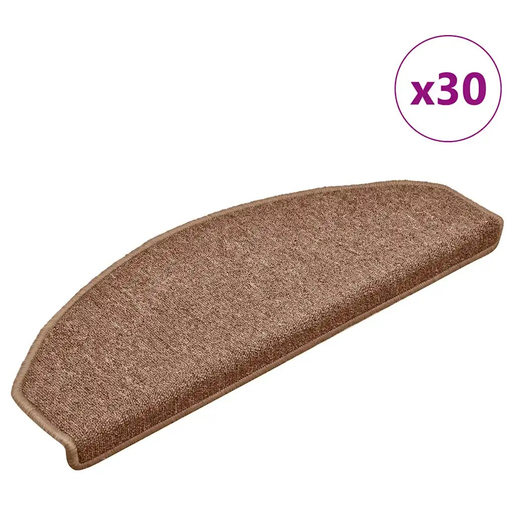 vidaXL Изтривалки за стълби 30 бр. 65x24x4 см кафяви полукръгли големи