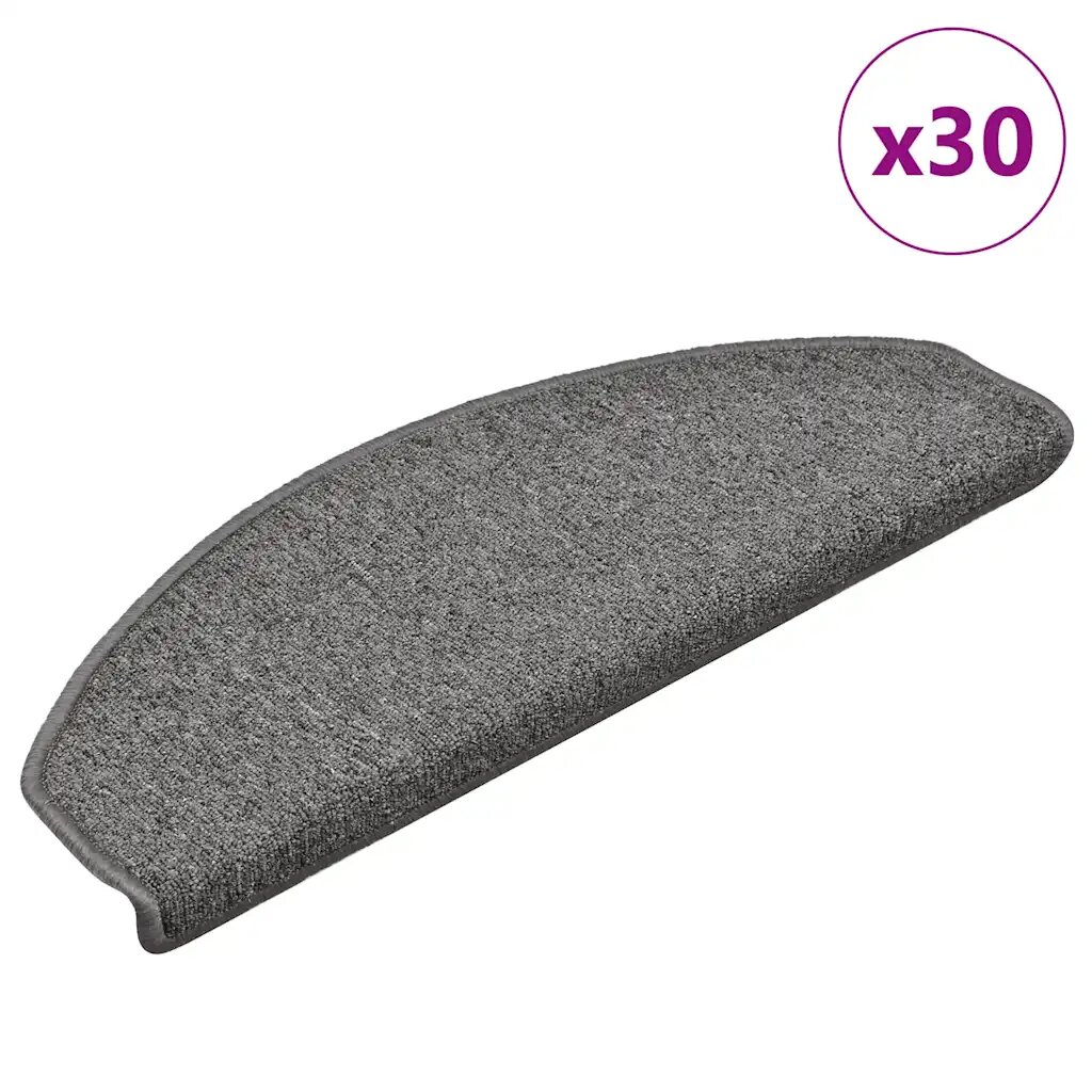 vidaXL Изтривалки за стълби 30 бр. 65x24x4 см тъмносиви полукръгли големи