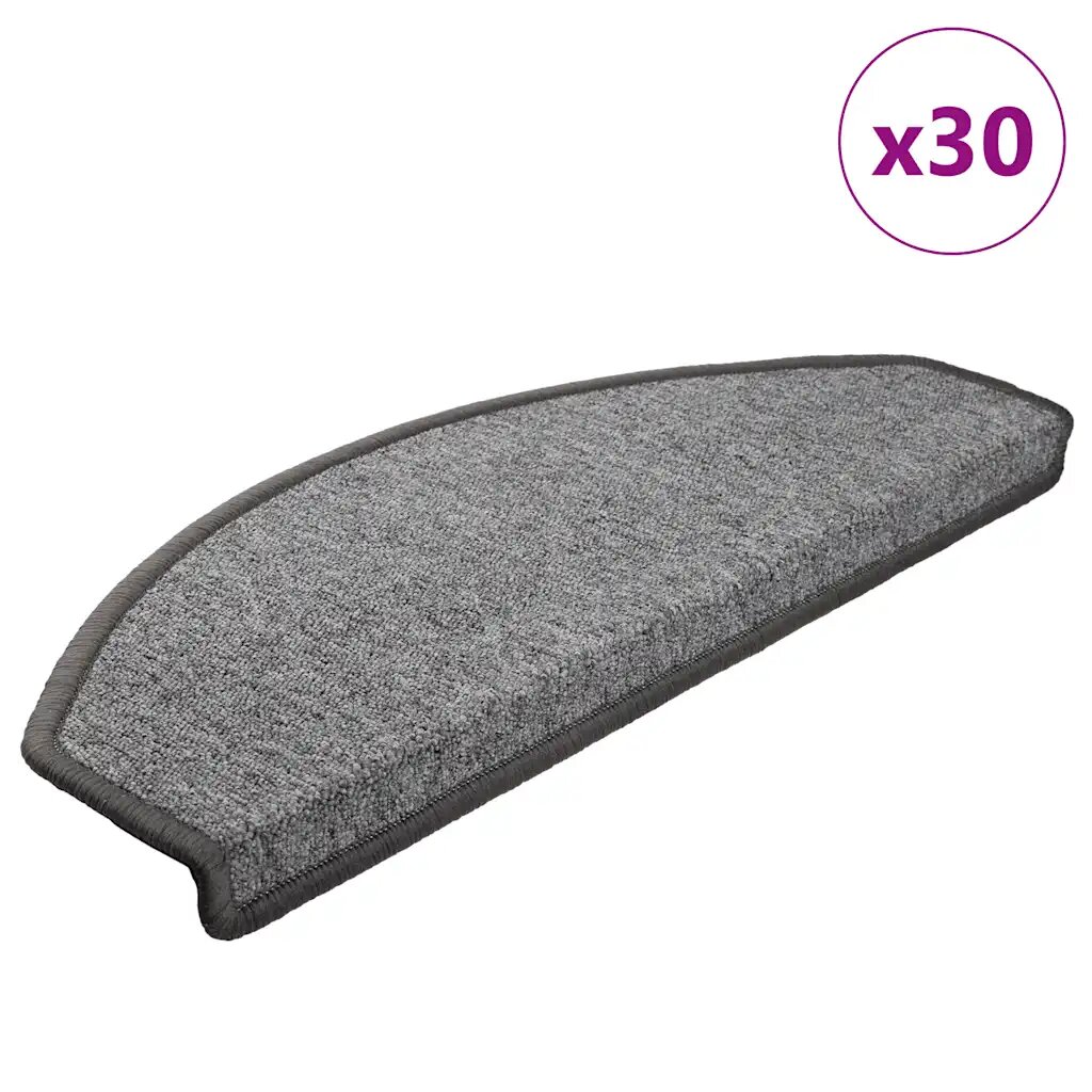 vidaXL Изтривалки за стълби 30 бр. 65x24x4 см тъмносиви полукръгли големи