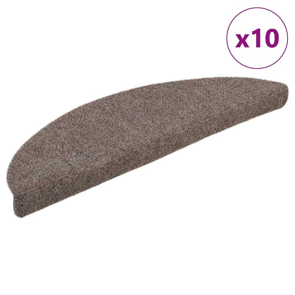 vidaXL Изтривалки за стълби самозалепващи се 10 бр. 56x17x3 см бежови полукръгли