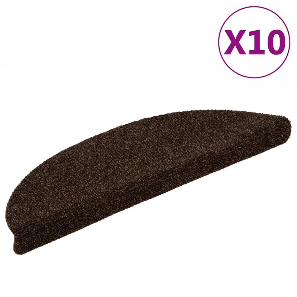 vidaXL Изтривалки за стълби самозалепващи се 10 бр. 56x17x3 см кафяви полукръгли